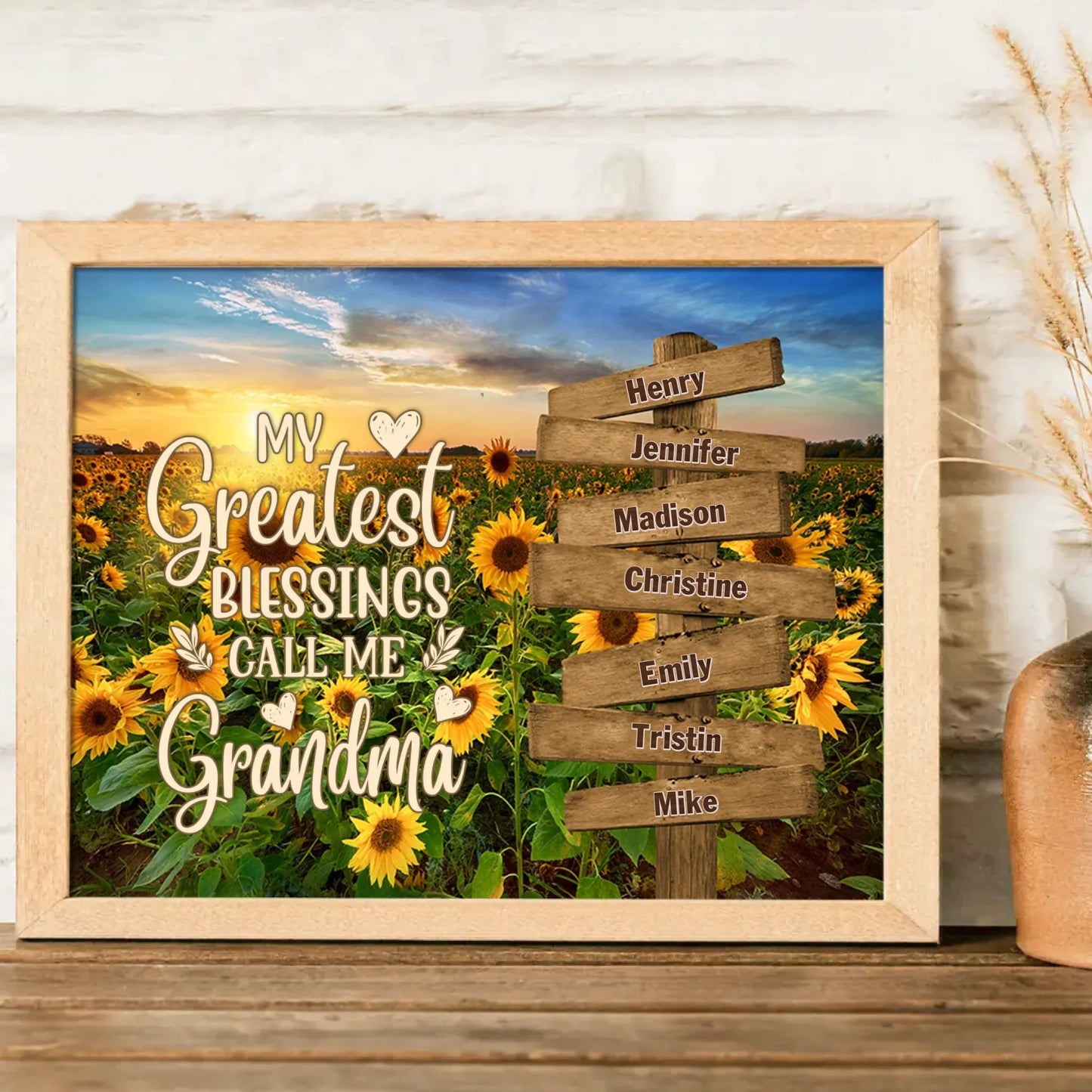 Personalized Grandma & Grandkids Poster - Mother's Day Gift Idea For Grandma/Grandkid - My Greatest Blessings Call Me Grandma
