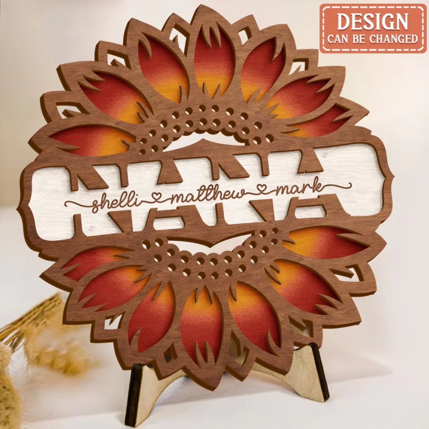 Personalized Mom/Grandma Sunflower Wooden Art - Mother's Day/Birthday Gift Idea For Mom/Nana - Custom Names