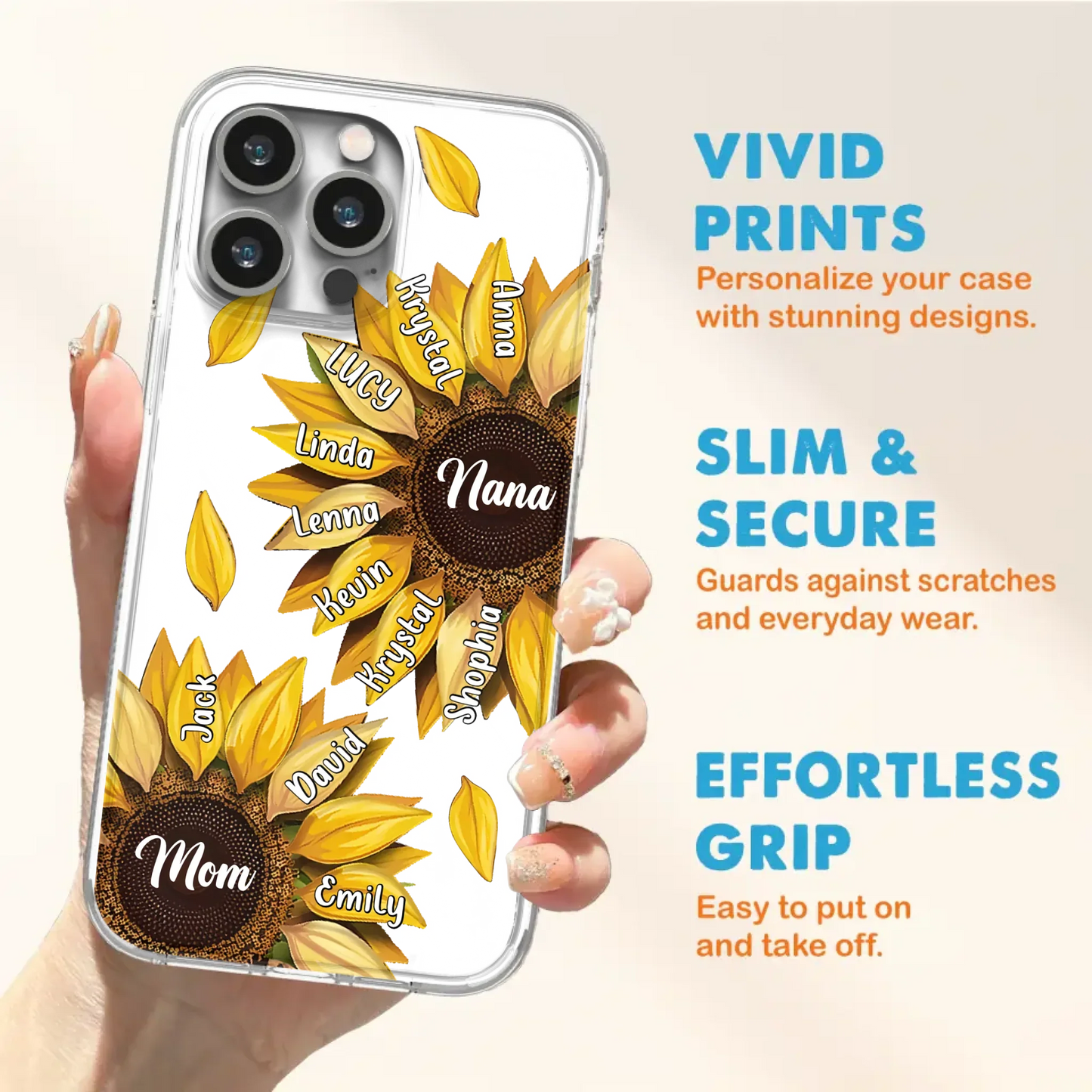 Custom Personalized Sunflower Grandma Phone Case -Upto 11 Kids - Mother's Day Gift Idea for Mom/Grandma -  Case For iPhone/Samsung