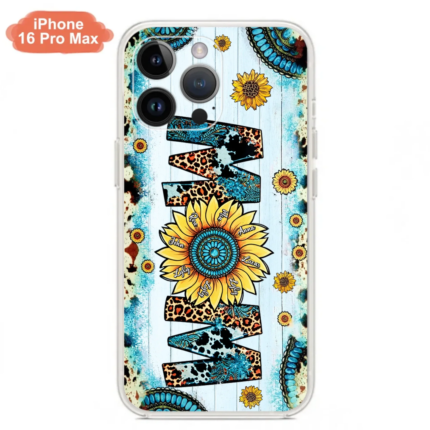 Custom Personalized Mom Sunflower Phone Case - Mother's Day Gift Idea - Upto 8 Kids - Case For iPhone/ Samsung