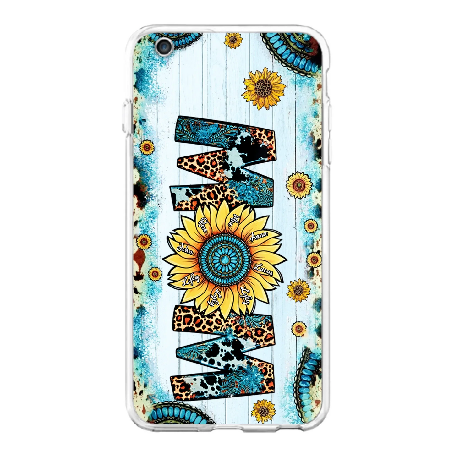 Custom Personalized Mom Sunflower Phone Case - Mother's Day Gift Idea - Upto 8 Kids - Case For iPhone/ Samsung