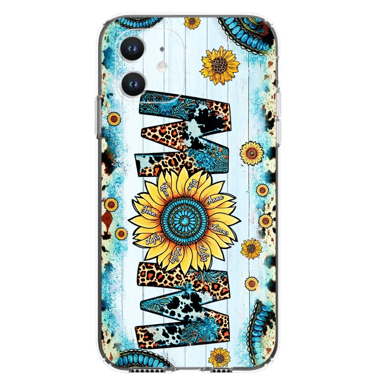Custom Personalized Mom Sunflower Phone Case - Mother's Day Gift Idea - Upto 8 Kids - Case For iPhone/ Samsung