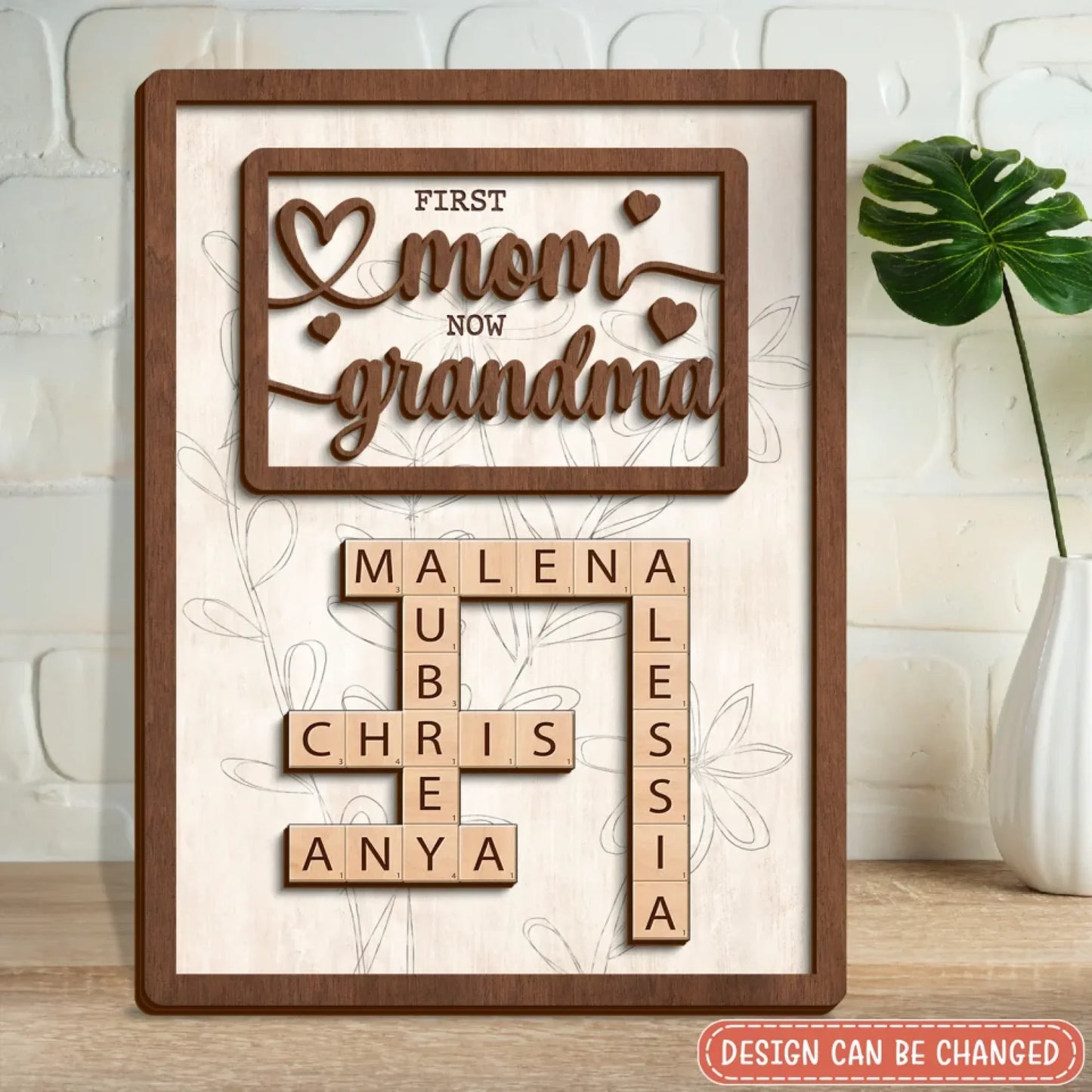 Personalized First Mom Now Grandma Wooden Art - Mother's Day Gift Idea For Grandma/Mom - Custom Names