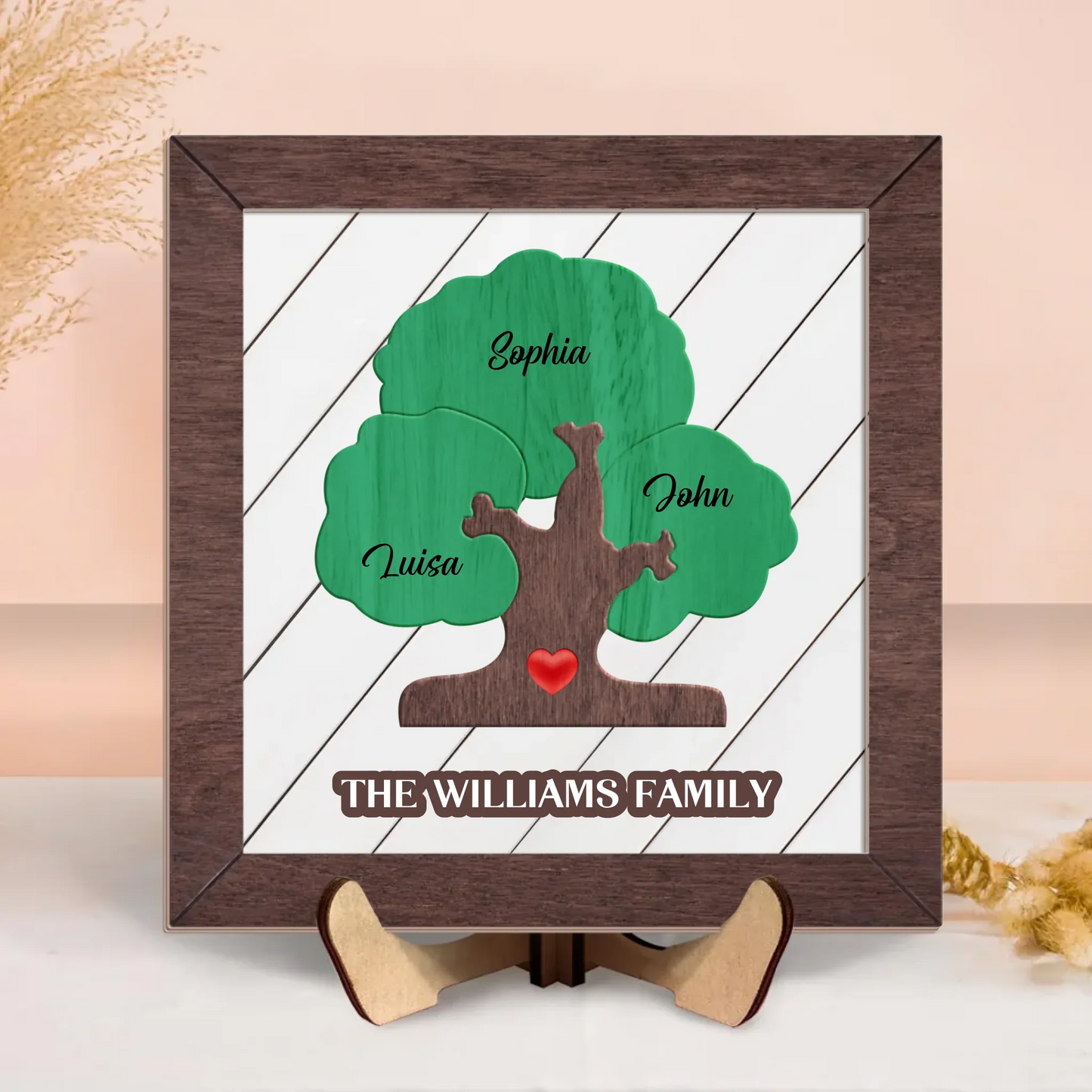 Personalized Family Tree Wooden Art - Gift Idea For Family - Custom Names