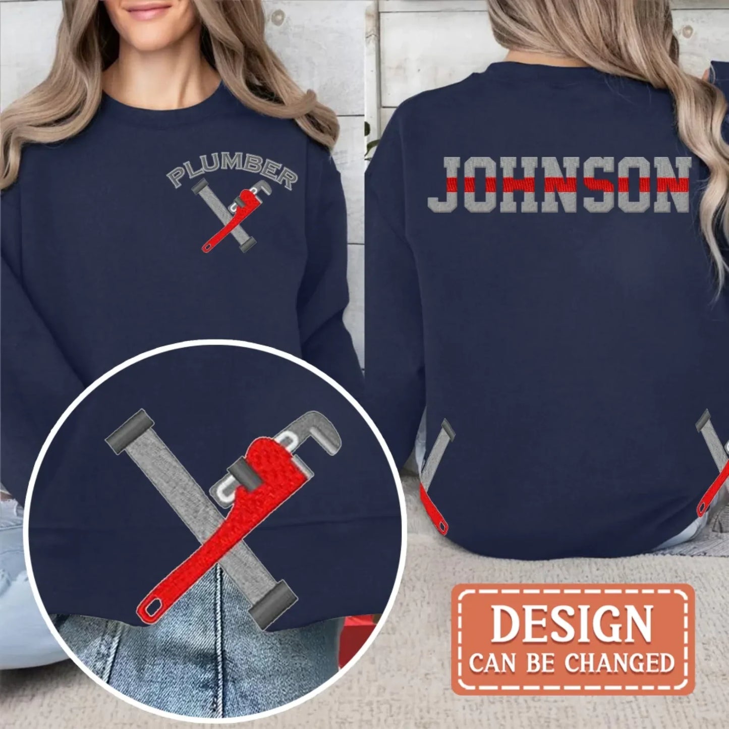 Custom Personalized Plumber Embroidered Split Side Bow Sweater - Gift Idea For Plumber Wife/ Man