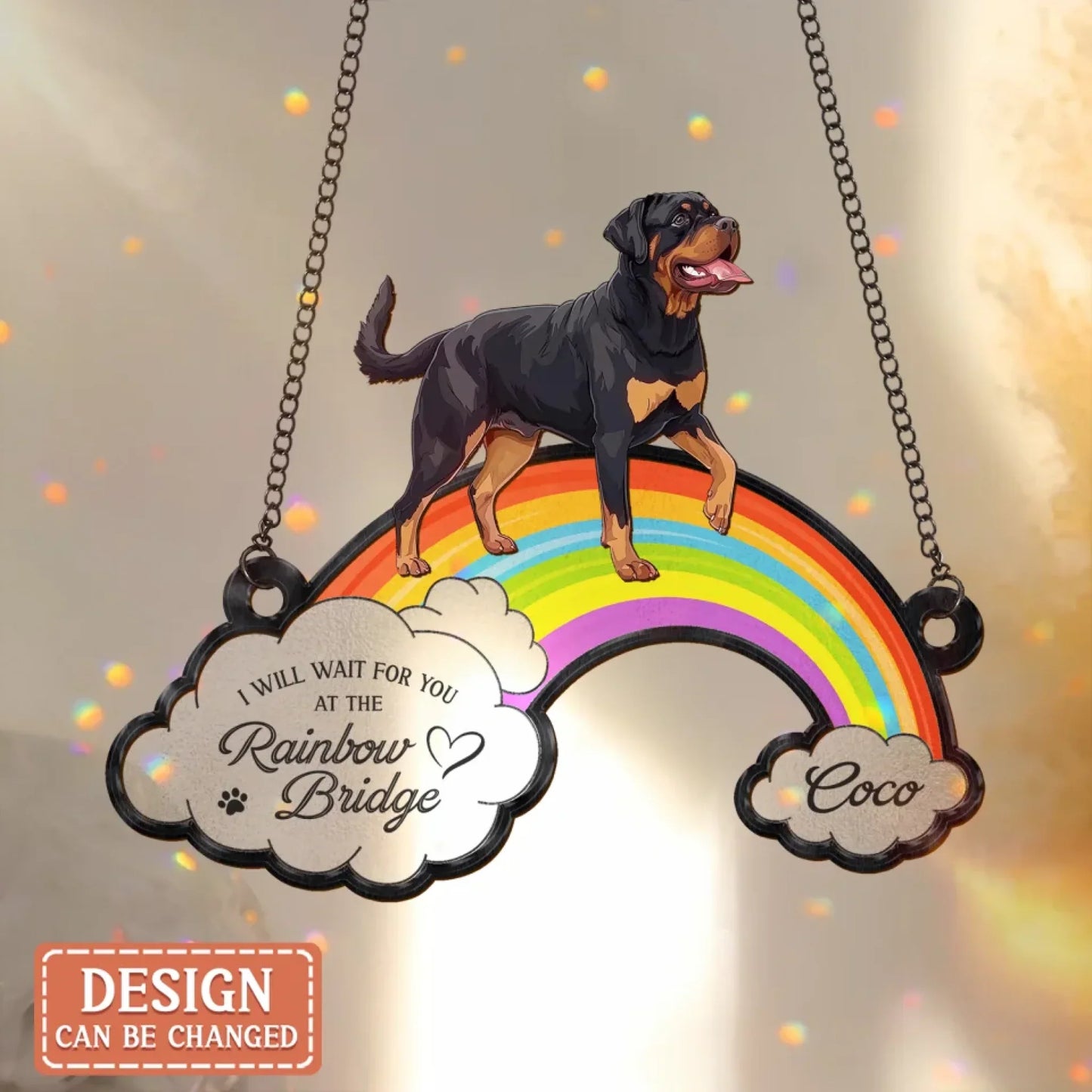 Personalized Dog Memorial Hanging Suncatcher Ornament - Memorial Gift Idea For Loss Of Dog - I Will Wait For You At The Rainbow