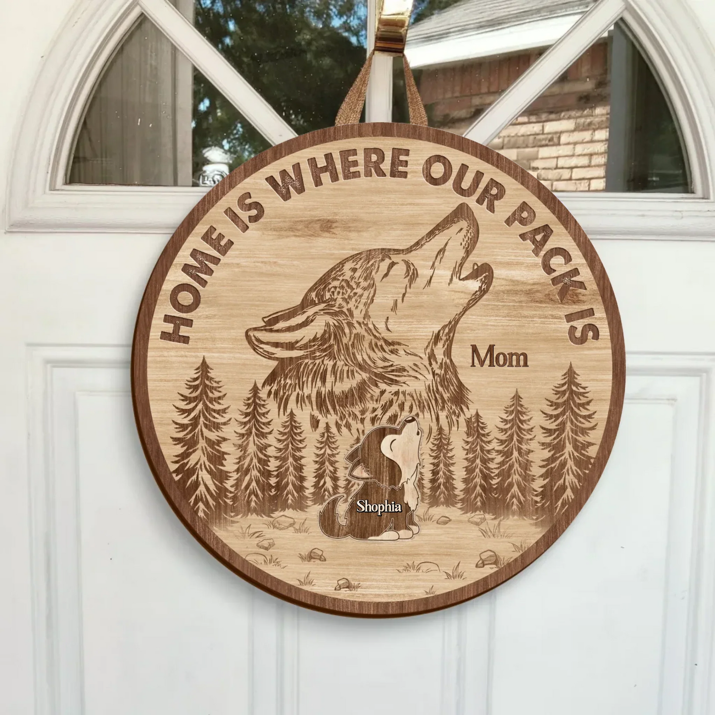 Personalized Wolf Mama Doorsign - Up to 4 Kids - Gift Idea For Mother's Day
