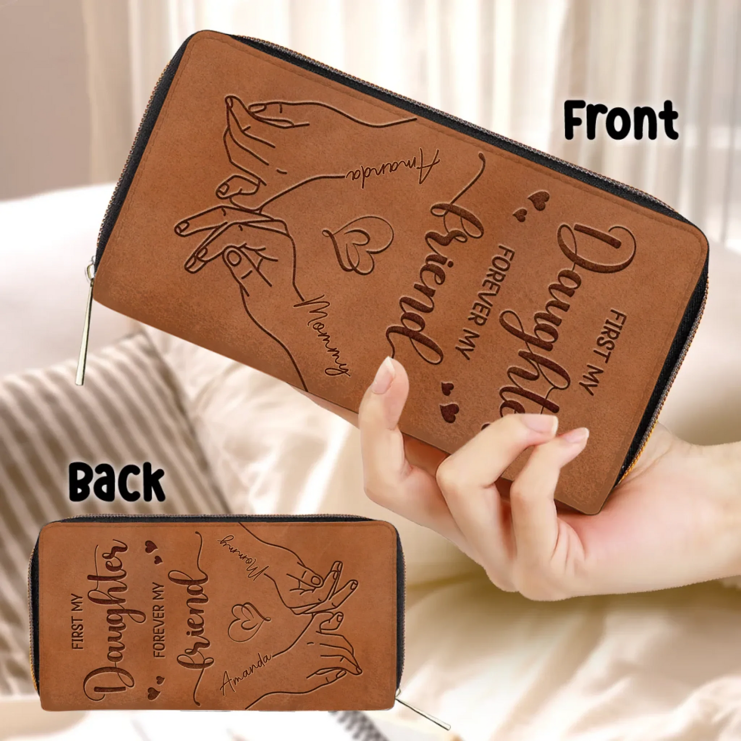 Personalized Mom Long Wallet - Best Mother's Day Gift - First My Daughter Forever My Friend