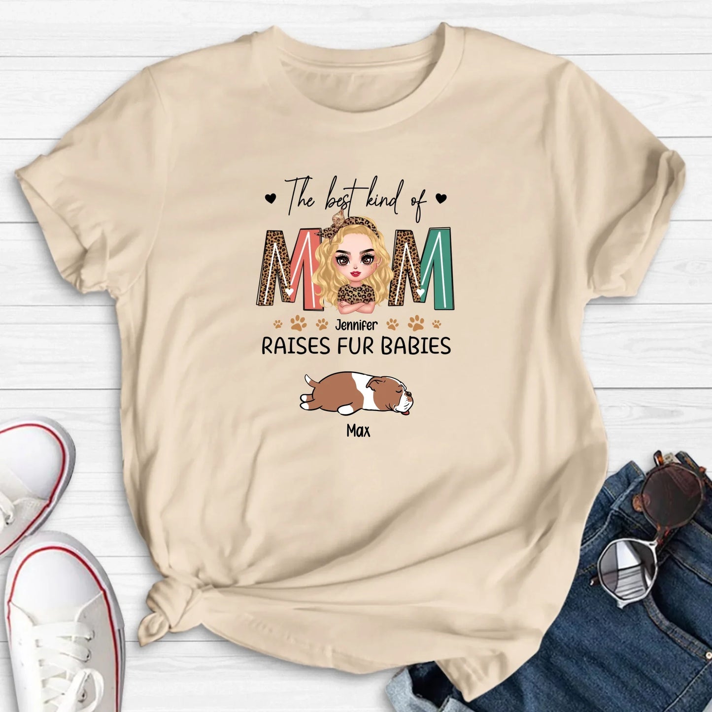 Personalized Dog Mom Shirt/Hoodie - Mother's Day Gift Idea For Dog Lover - The Best Kind Of Mom Raises Fur Babies