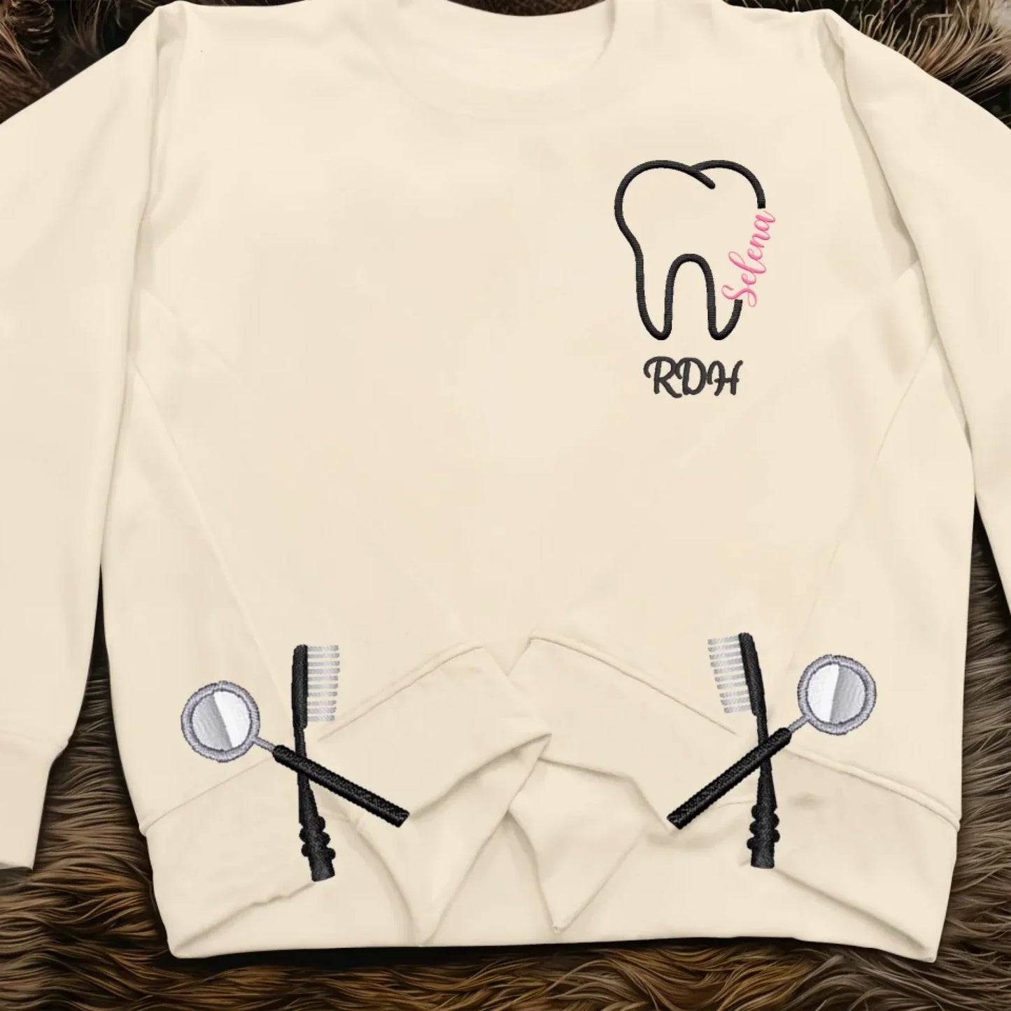 Personalized Dental RDH Embroidered Split Side Sweatshirt - Gift Idea For Birthday/Dentist