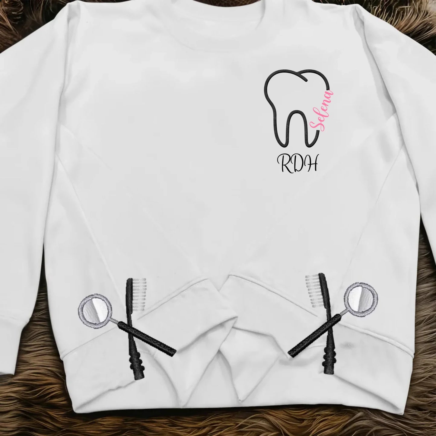 Personalized Dental RDH Embroidered Split Side Sweatshirt - Gift Idea For Birthday/Dentist