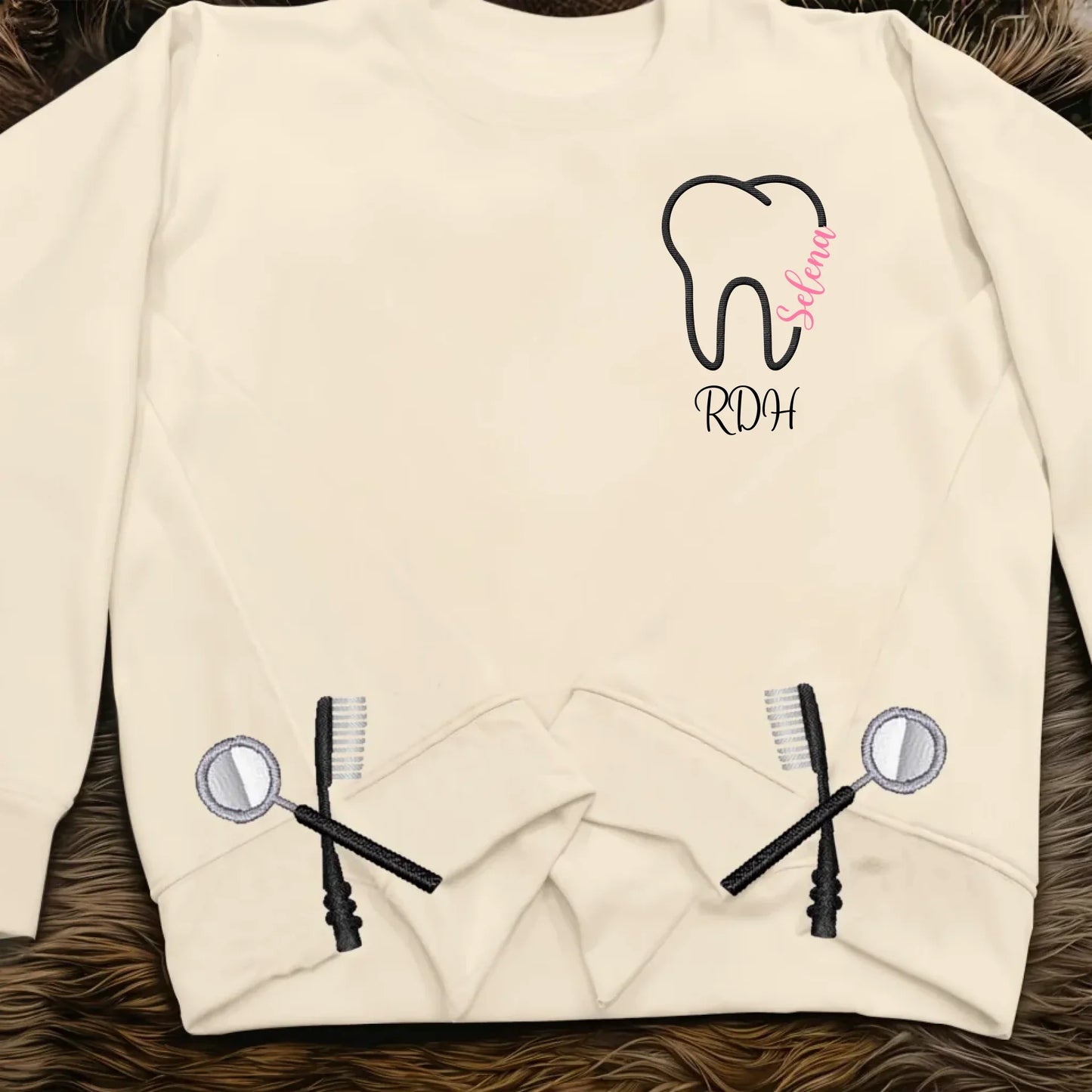 Personalized Dental RDH Embroidered Split Side Sweatshirt - Gift Idea For Birthday/Dentist