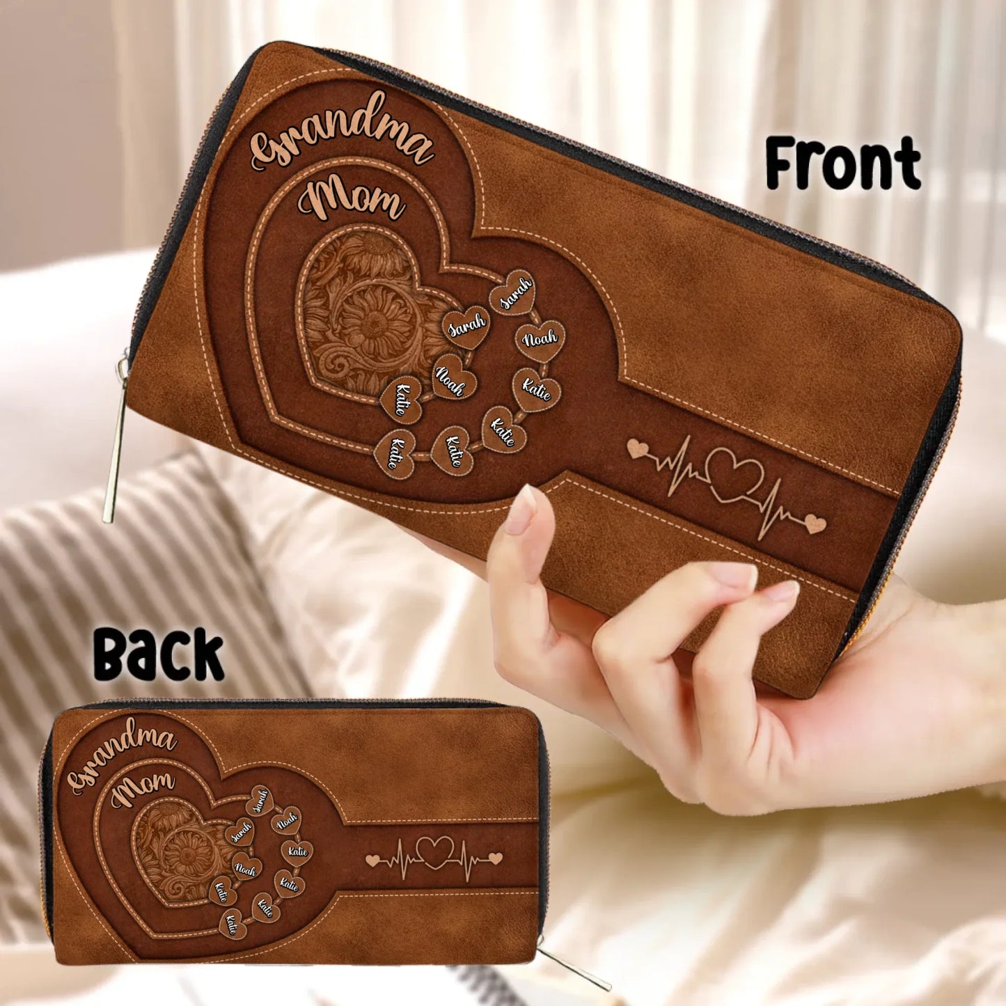 Personalized Grandma/Mom Long Wallet - Best Mother's Day Gift