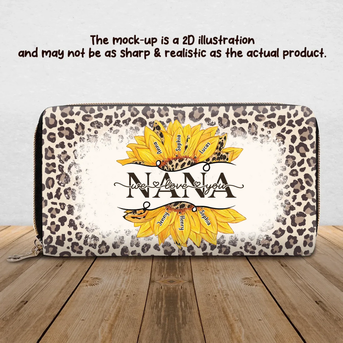 Personalized Grandma/Mom Sunflower Long Wallet - Best Mother's Day Gift Idea - We Love You