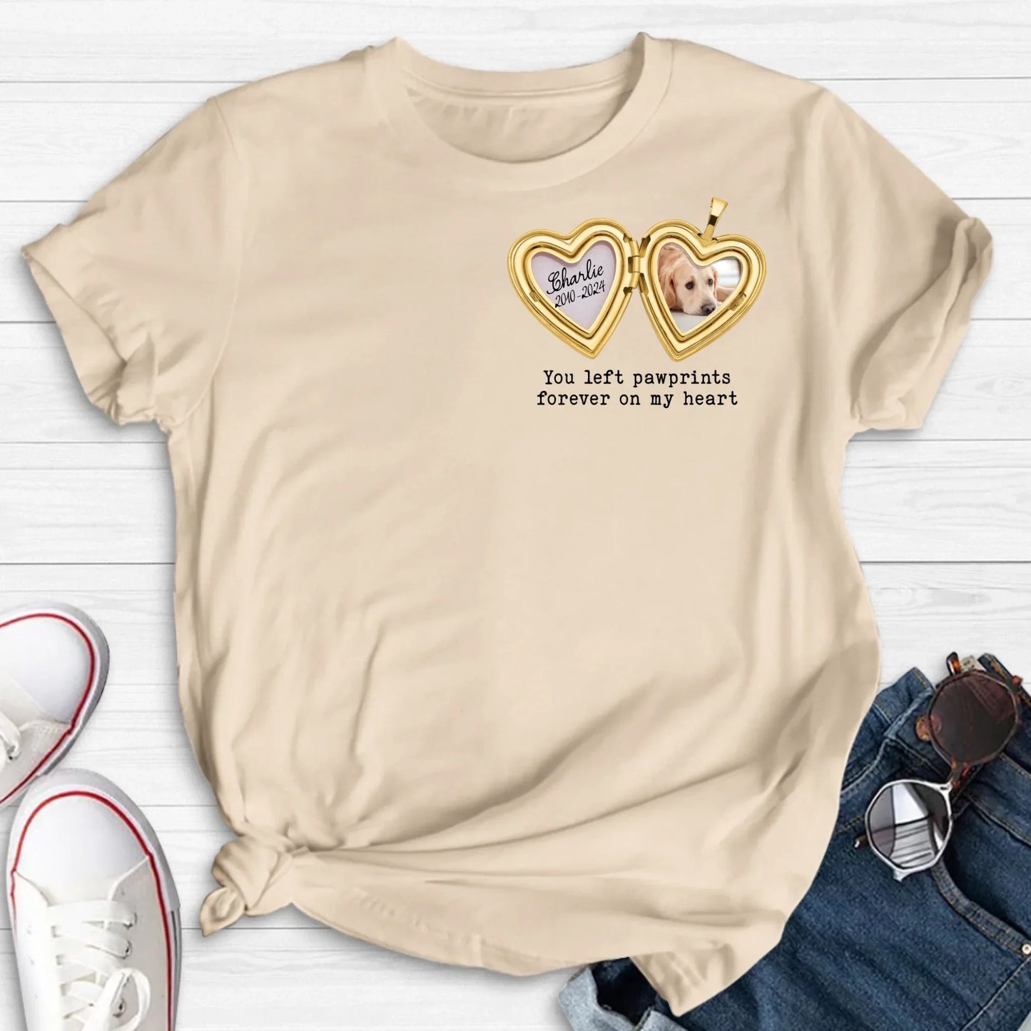 Personalized Dog T-Shirt/Sweatshirt/Hoodie - Gift Idea For Dog Lovers - You Left Pawprints Forever On My Heart