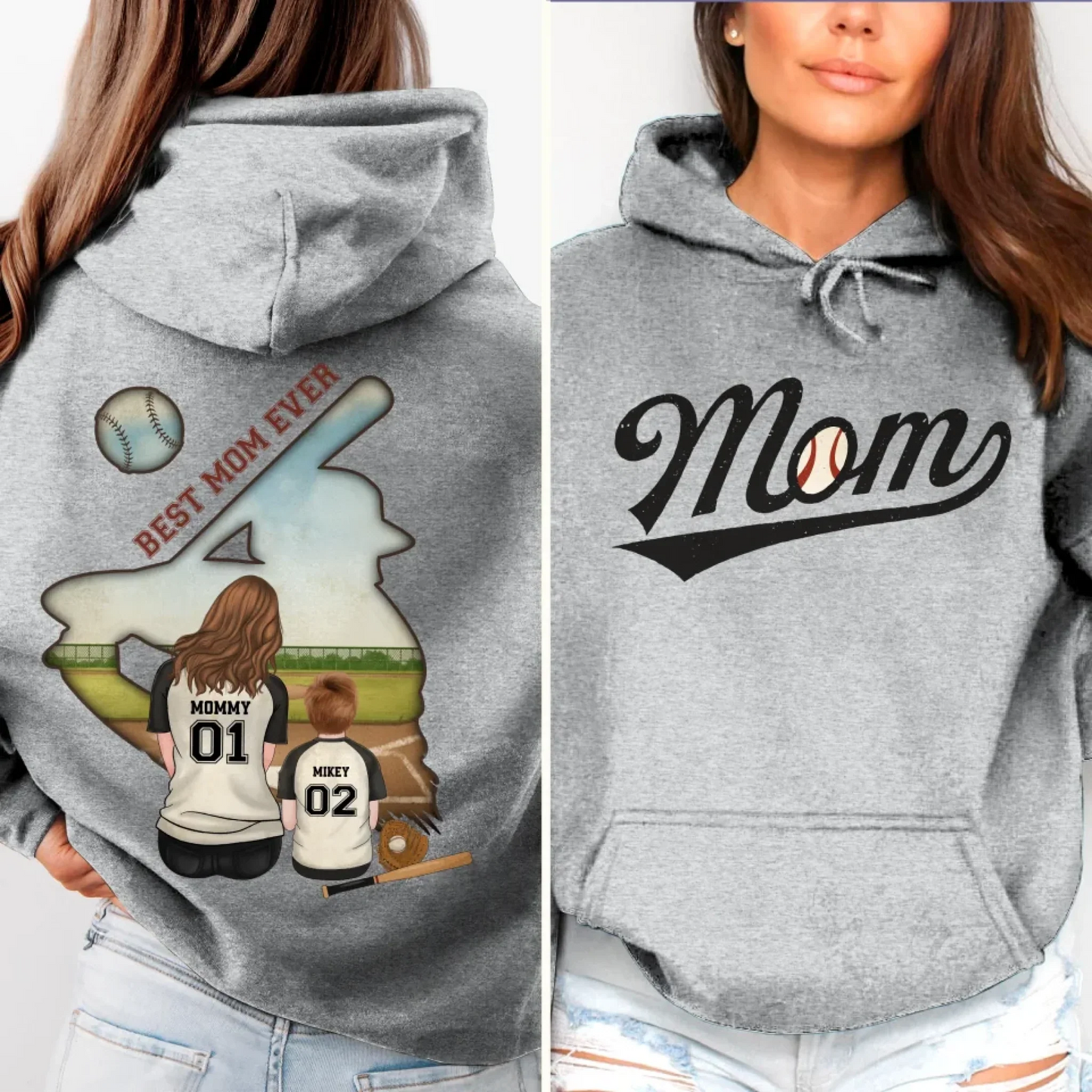 Personalized Baseball Mom T-shirt/ Hoodie/ Sweater - Mother's Day Gifts Idea - Best Mom Ever