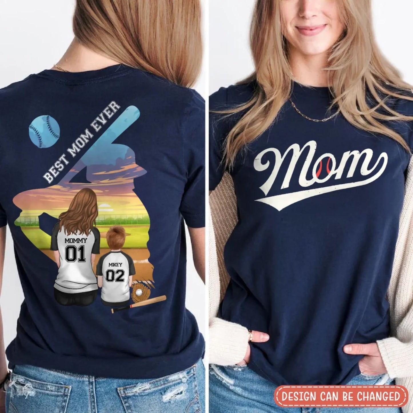 Personalized Baseball Mom T-shirt/ Hoodie/ Sweater - Mother's Day Gift Idea - Best Mom Ever