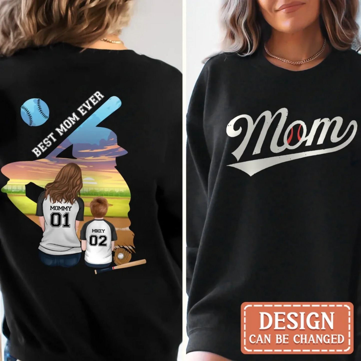 Personalized Baseball Mom T-shirt/ Hoodie/ Sweater - Mother's Day Gift Idea - Best Mom Ever
