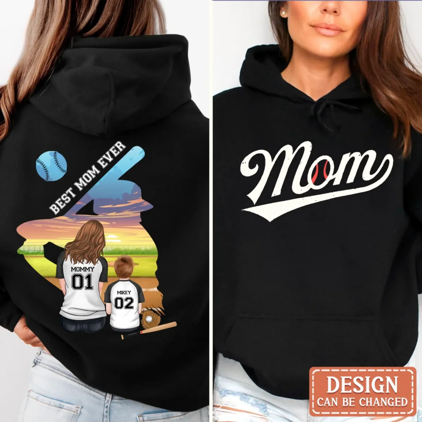 Personalized Baseball Mom T-shirt/ Hoodie/ Sweater - Mother's Day Gift Idea - Best Mom Ever