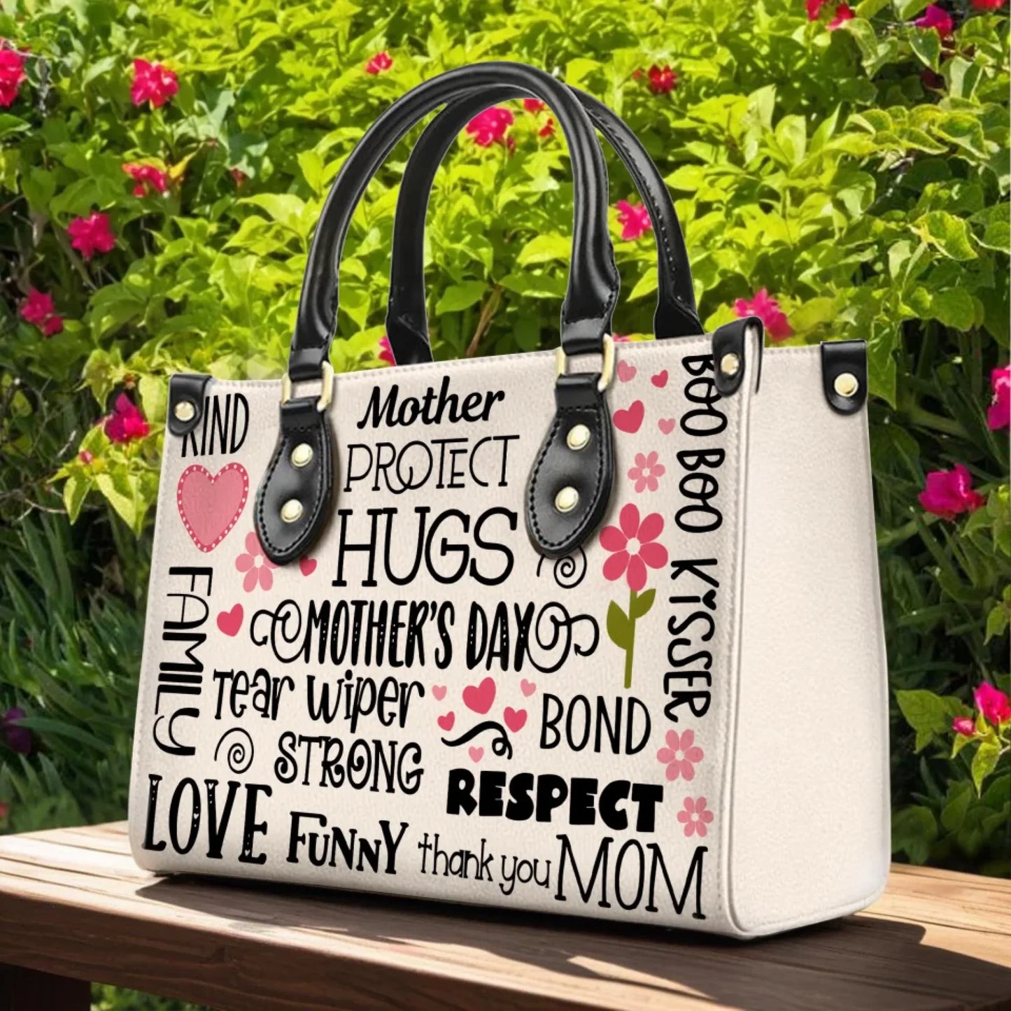 Mom PU Leather Handbag With Long Straps - Mother's Day Gift Idea