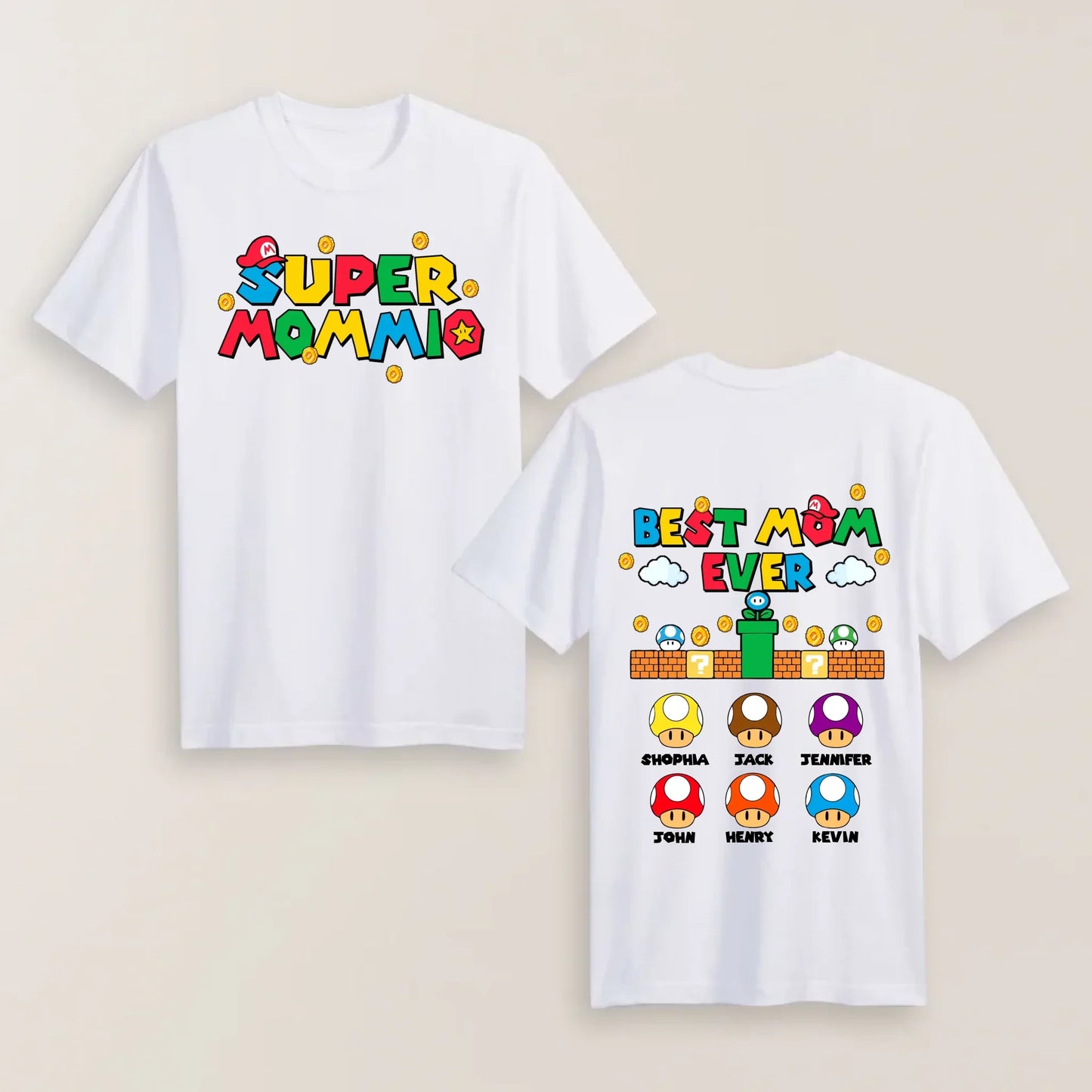 Personalized Super Mommio Shirt with Kids Names - Gift for Mother's Day Shirt