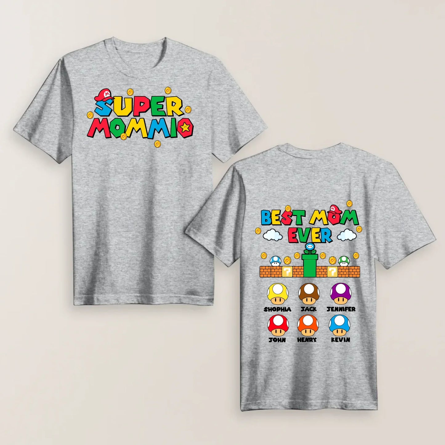 Personalized Super Mommio Shirt with Kids Names - Gift for Mother's Day Shirt