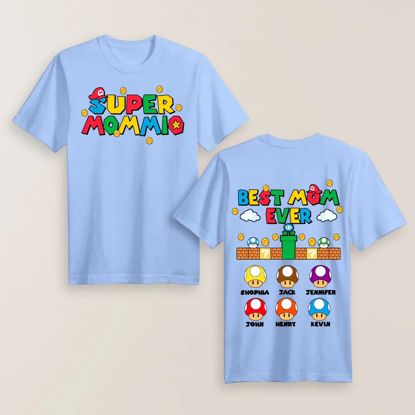 Personalized Super Mommio Shirt with Kids Names - Gift for Mother's Day Shirt