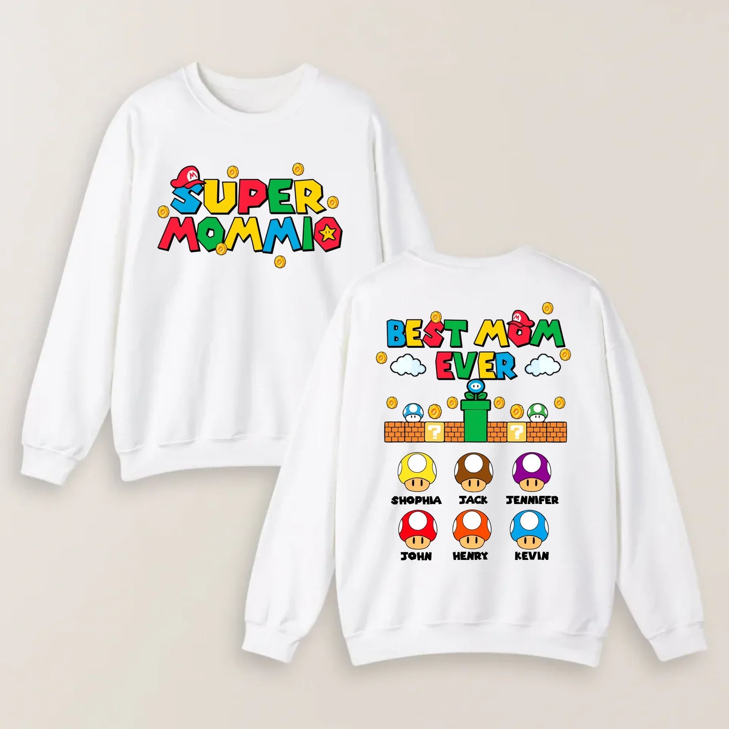 Personalized Super Mommio Shirt with Kids Names - Gift for Mother's Day Shirt