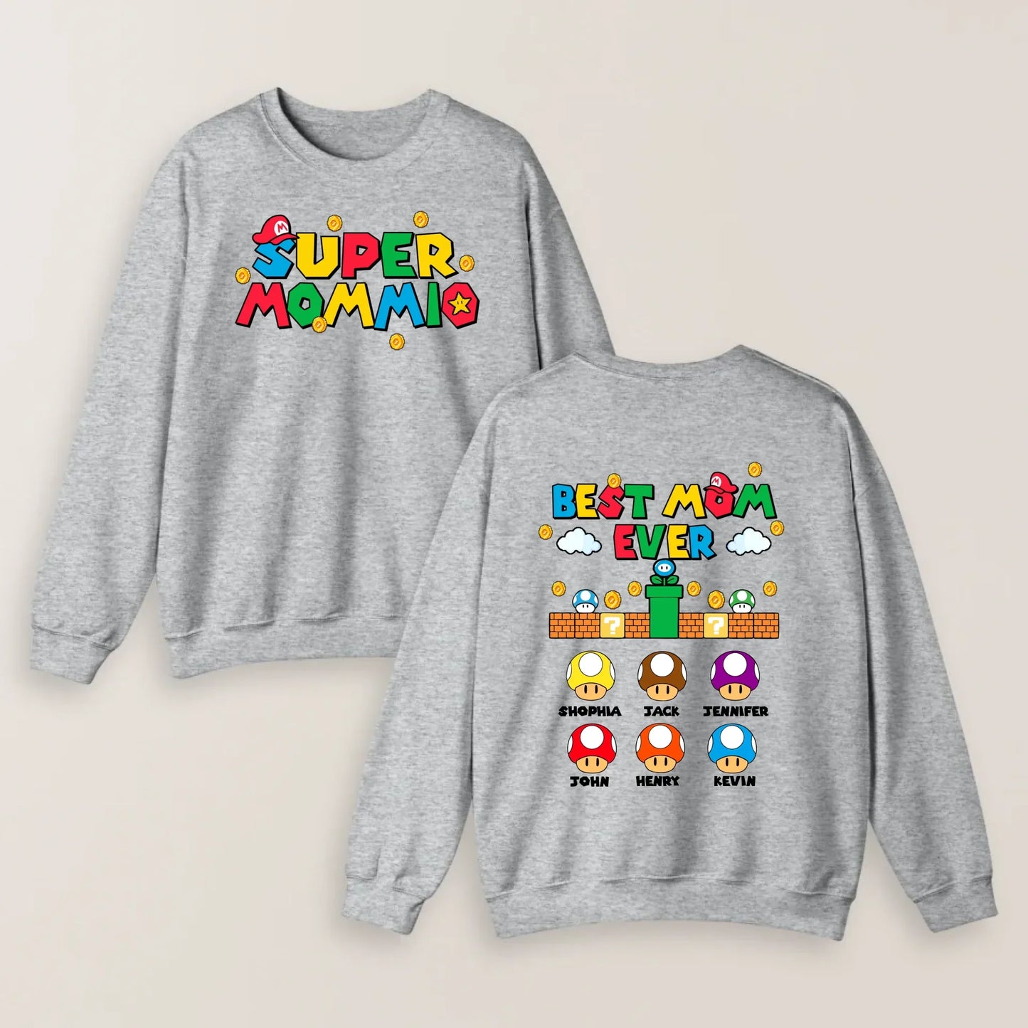 Personalized Super Mommio Shirt with Kids Names - Gift for Mother's Day Shirt
