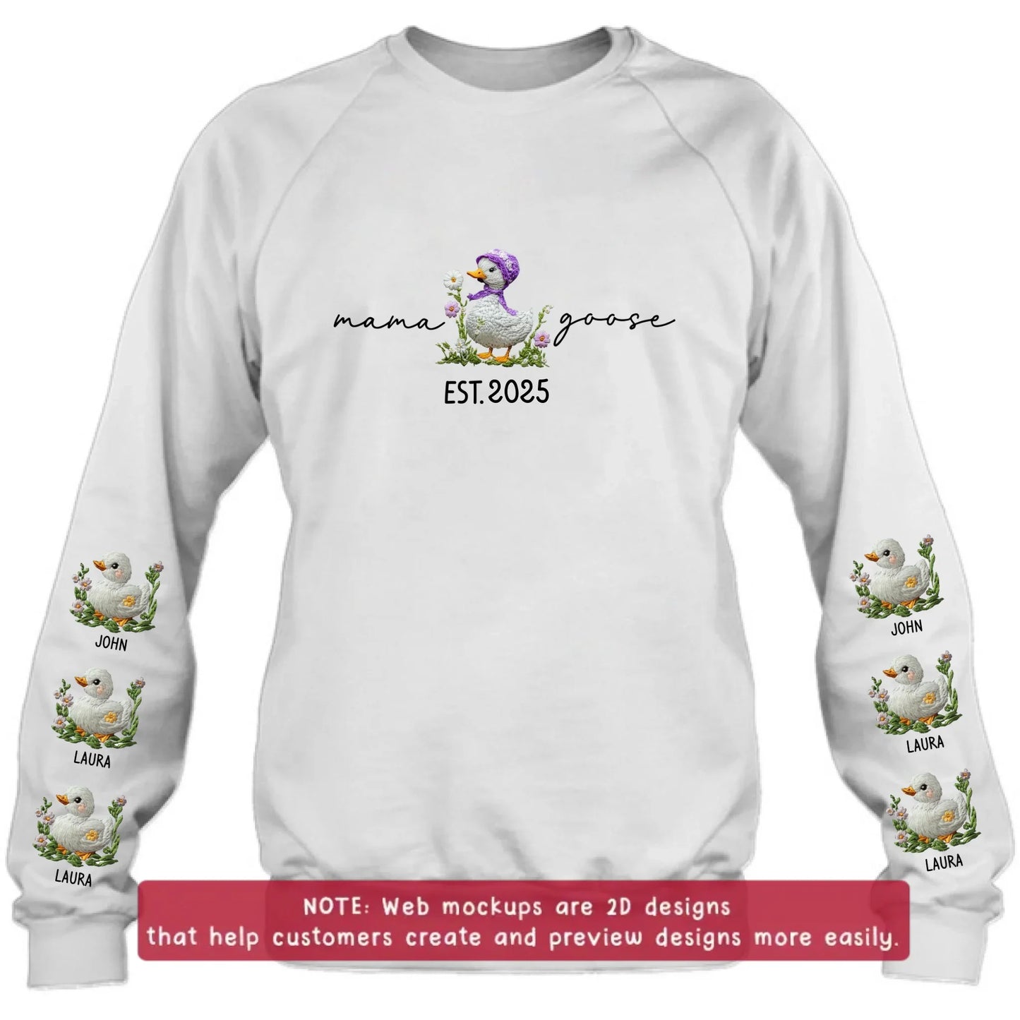 Personalized Mama Goose Embroidered Sweater - Up to 6 Kids - Mother's Day Gift Idea For Grandma/Mom