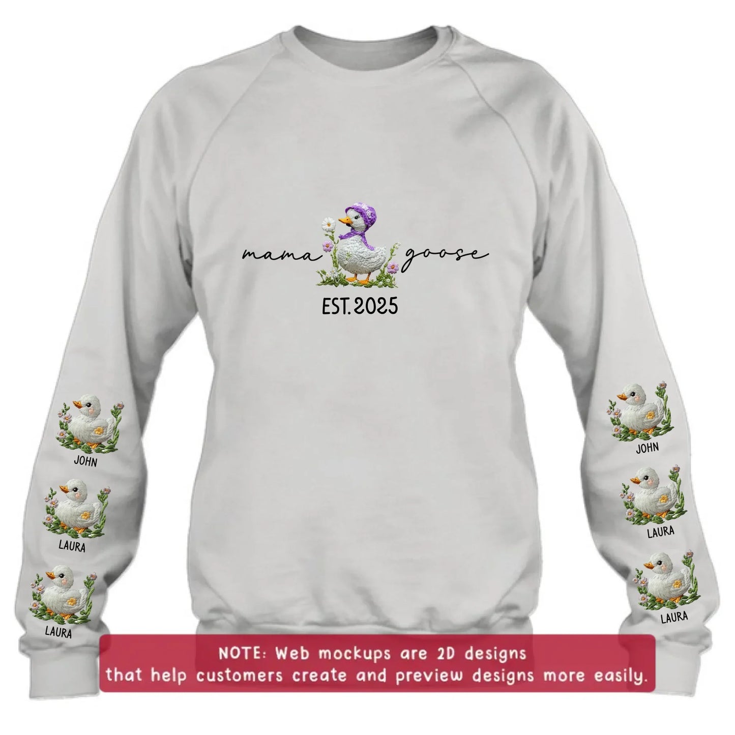 Personalized Mama Goose Embroidered Sweater - Up to 6 Kids - Mother's Day Gift Idea For Grandma/Mom