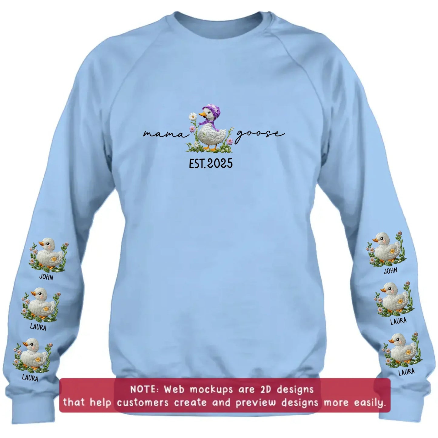 Personalized Mama Goose Embroidered Sweater - Up to 6 Kids - Mother's Day Gift Idea For Grandma/Mom