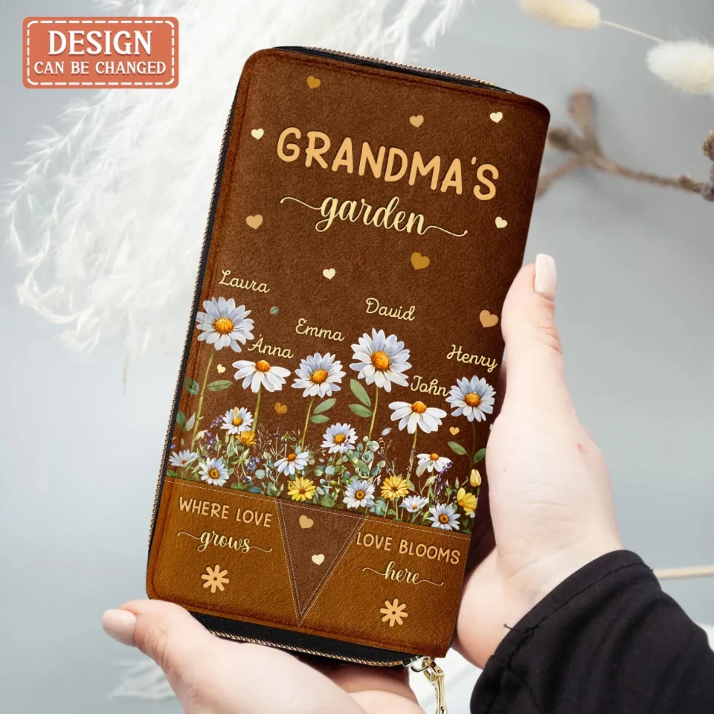 Personalized Grandma's Garden Long Wallet - Mother's Day Gift Idea - Up to 9 Kids