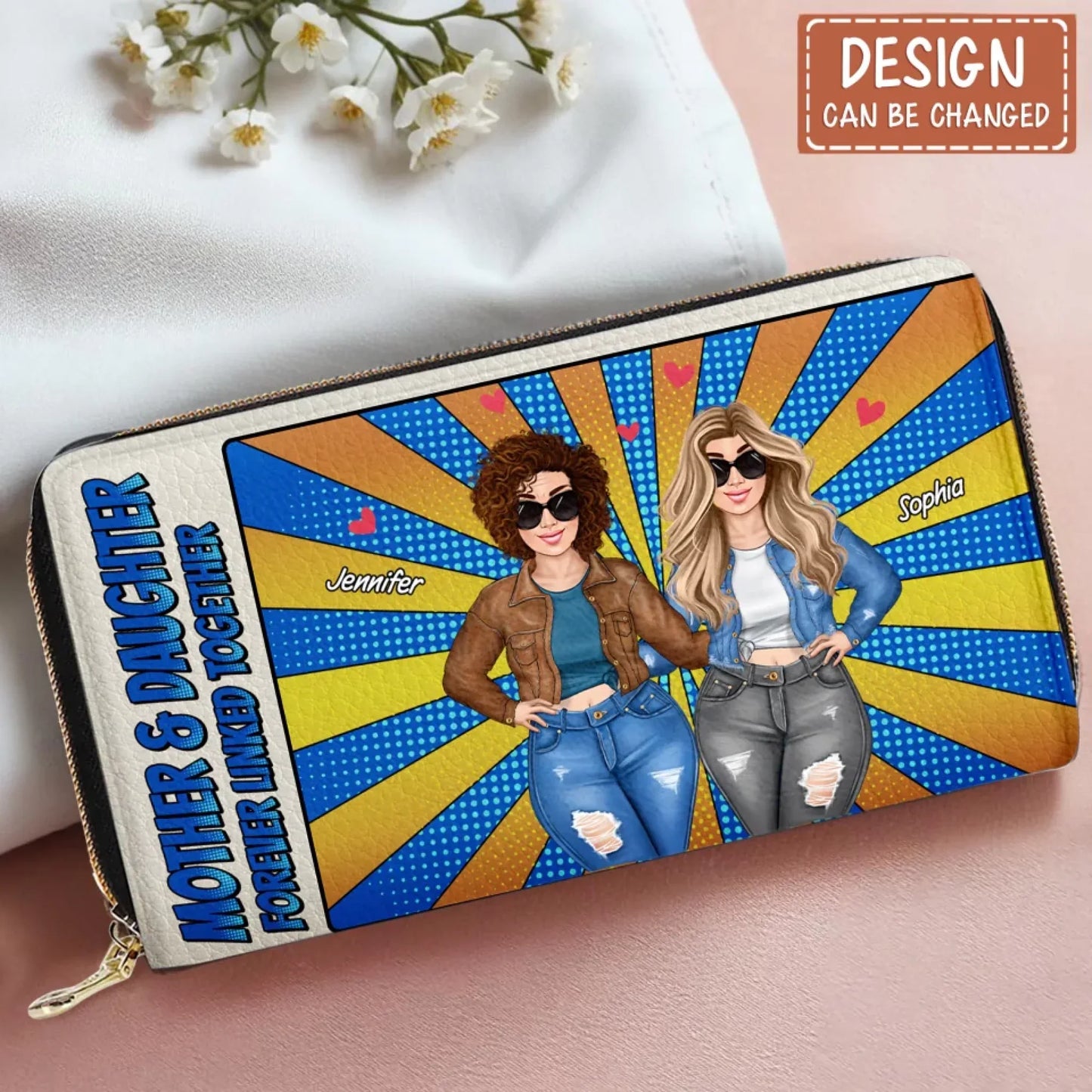 Personalized Mother & Daughter Long Wallet - Mother's Day Gift Idea From Daughter
