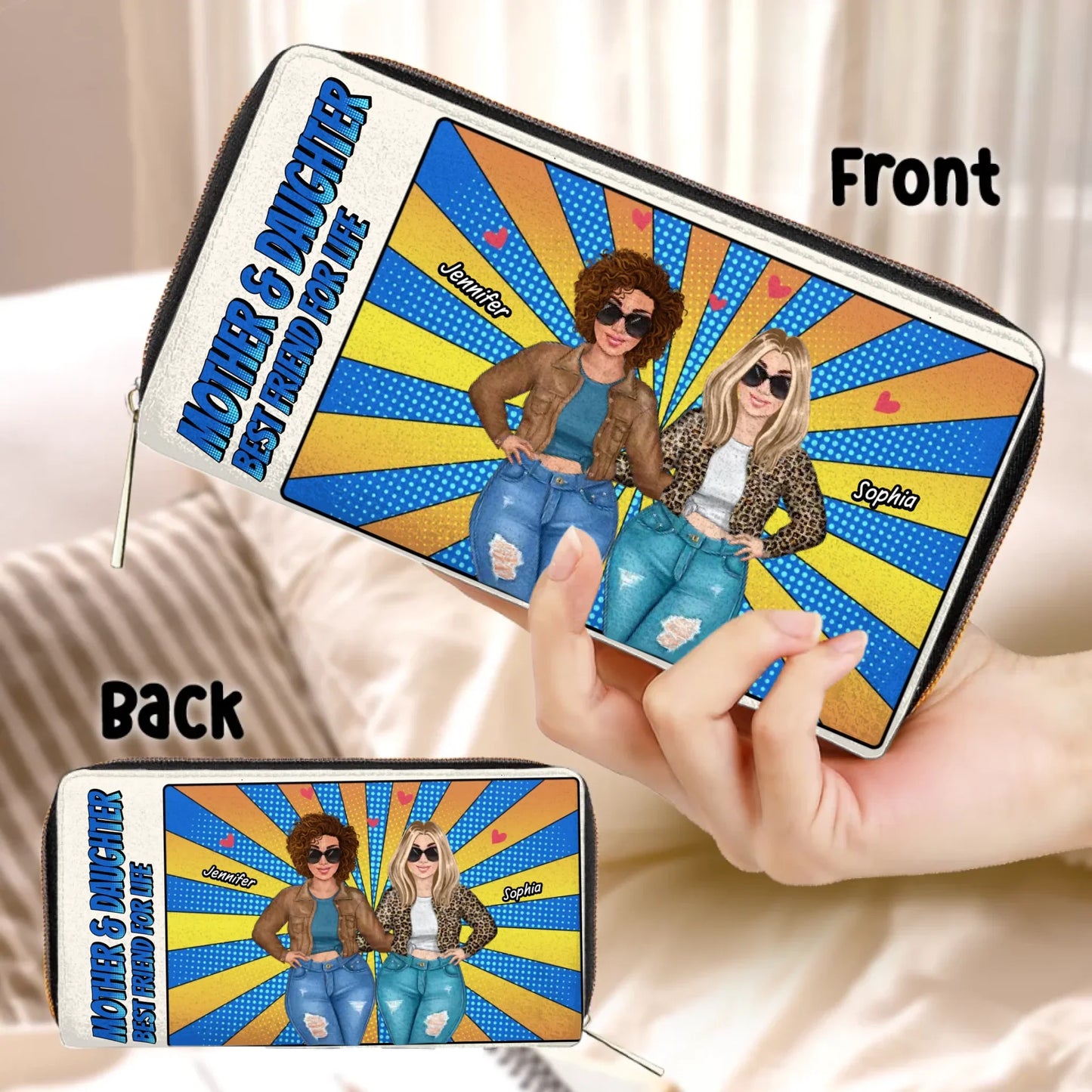 Personalized Mother & Daughter Long Wallet - Mother's Day Gift Idea From Daughter