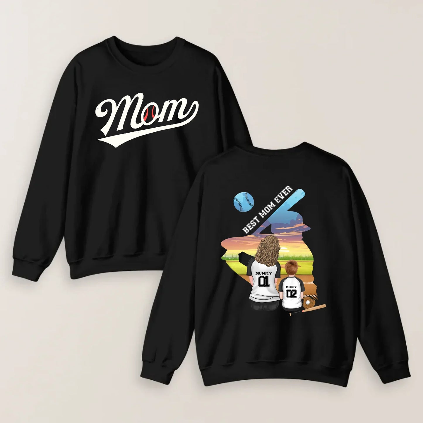Personalized Baseball Mom T-shirt/ Hoodie/ Sweater - Mother's Day Gift Idea - Best Mom Ever