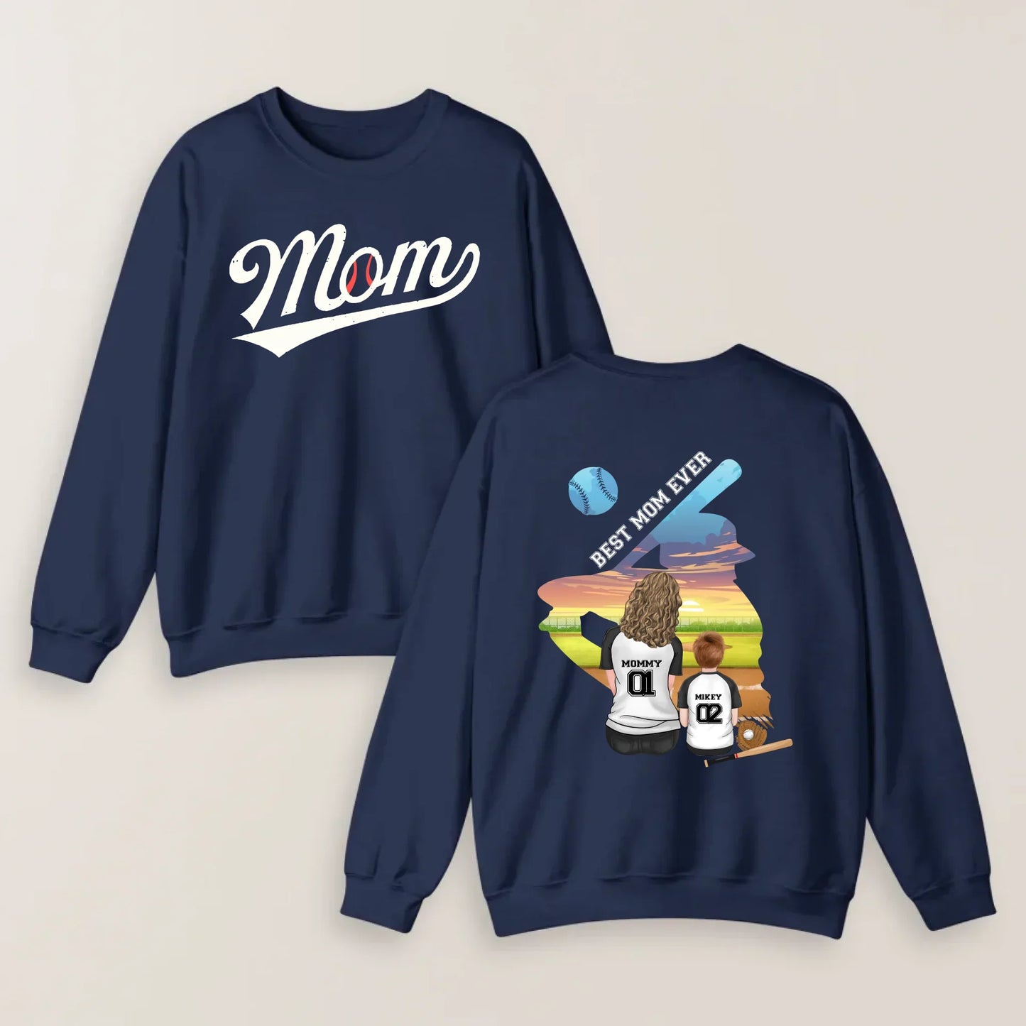 Personalized Baseball Mom T-shirt/ Hoodie/ Sweater - Mother's Day Gift Idea - Best Mom Ever