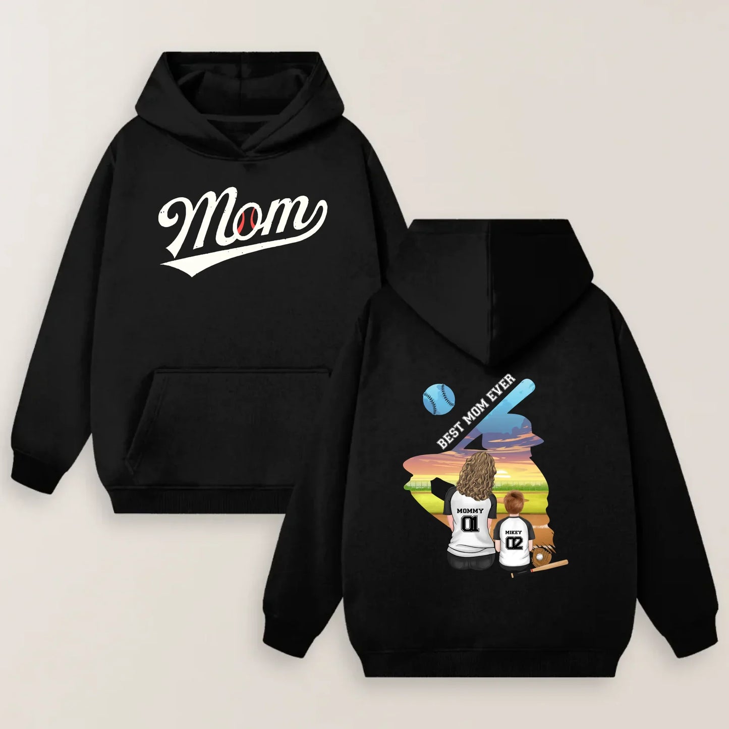 Personalized Baseball Mom T-shirt/ Hoodie/ Sweater - Mother's Day Gift Idea - Best Mom Ever