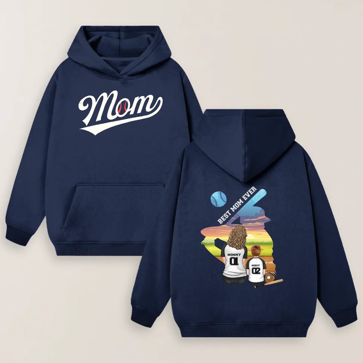 Personalized Baseball Mom T-shirt/ Hoodie/ Sweater - Mother's Day Gift Idea - Best Mom Ever
