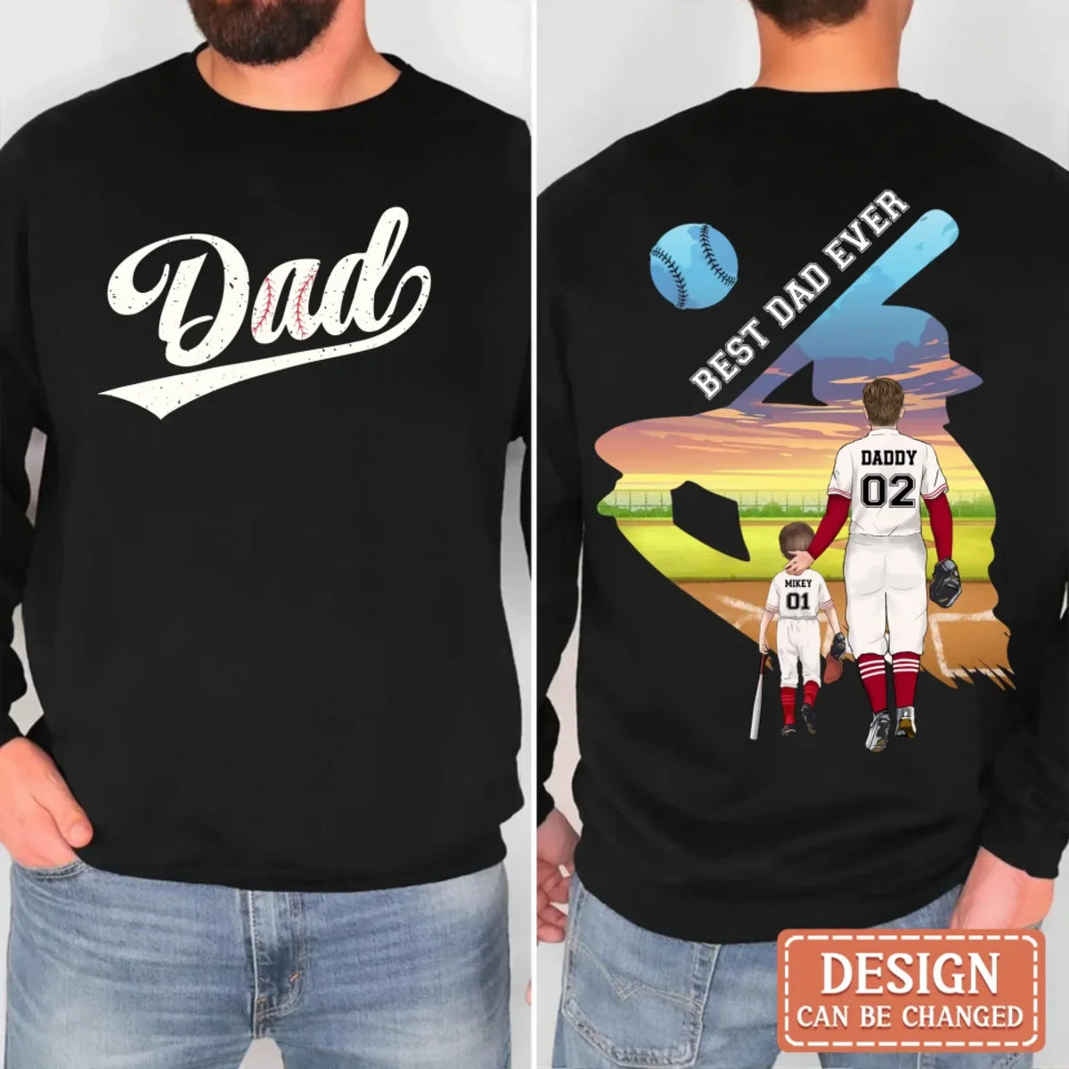 Personalized Baseball Best Dad Ever T-shirt/ Hoodie/ Sweater - Father's Day Gift Idea