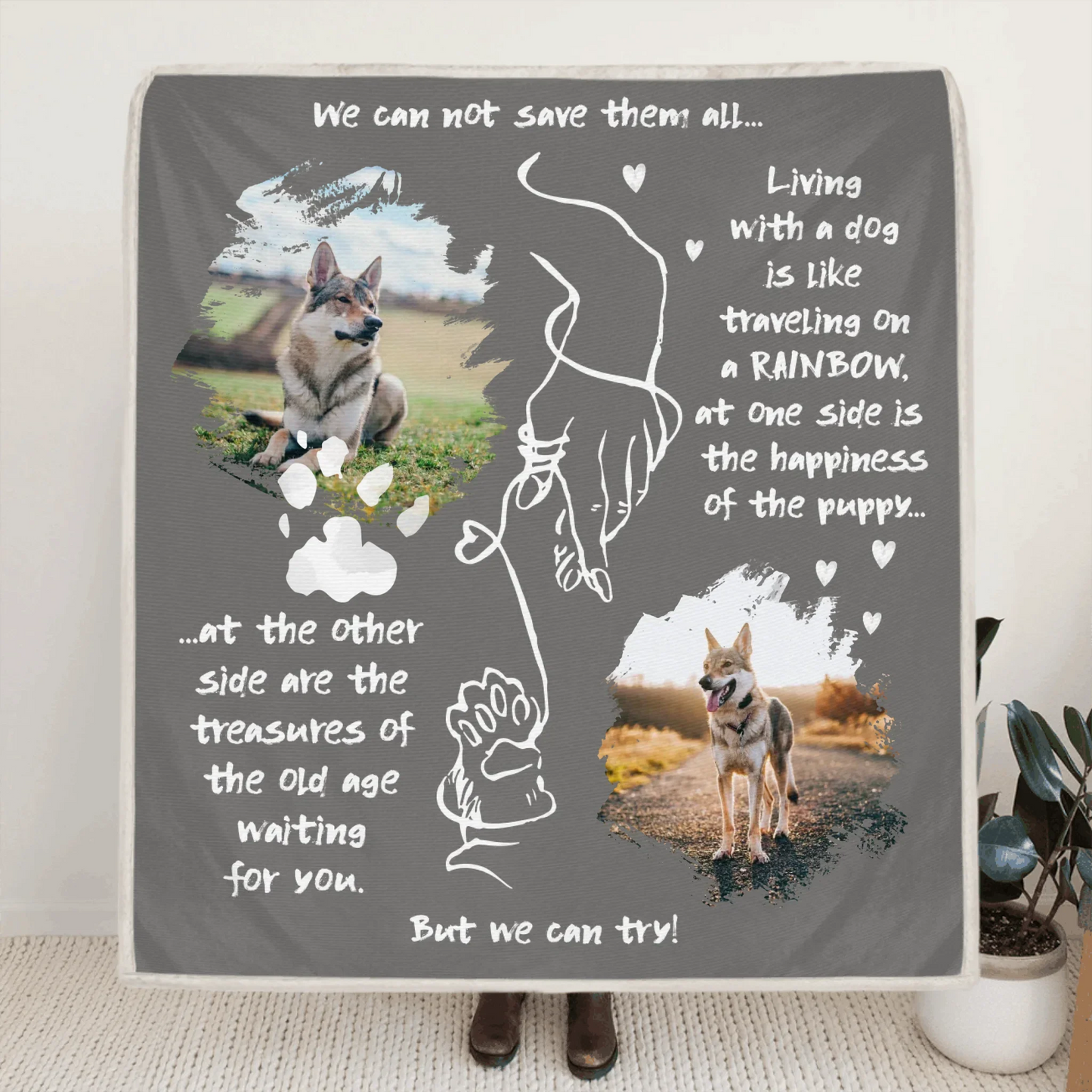 Personalized Dog Mom Quilt/ Fleece Blanket - Upload Photo - Gift Idea For Pet Lover - We Can Not Save Them All But We Can Try