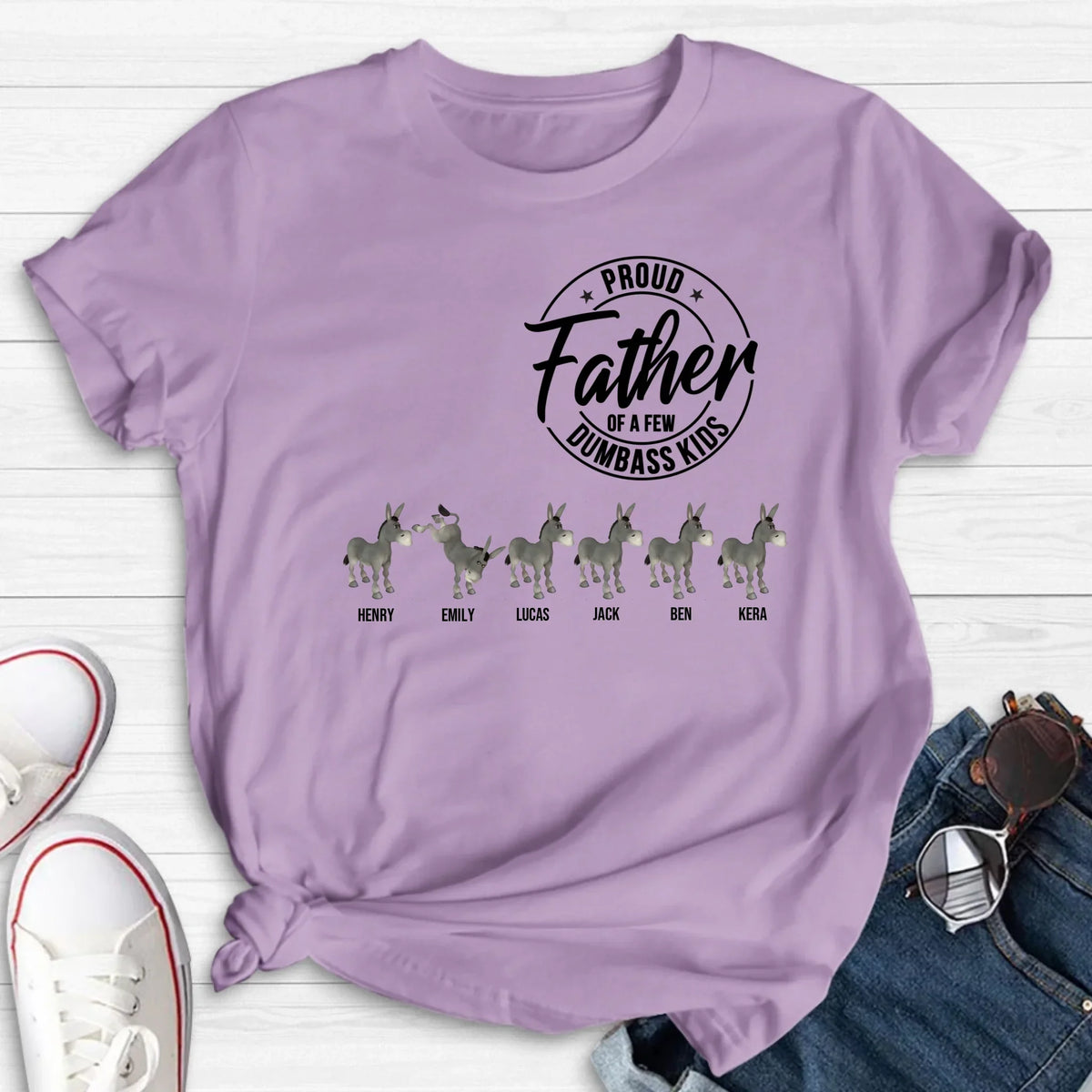 Personalized Donkey T-Shirt - Gift Idea For Mother/Father - Proud Father Of A Few Dumbass Kids