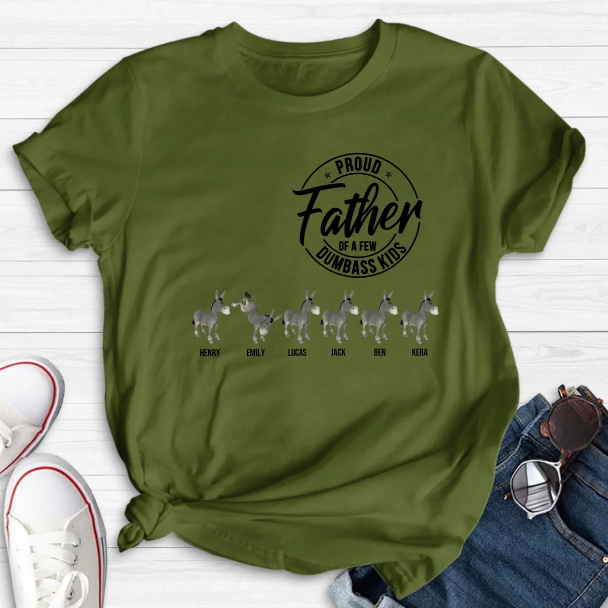 Personalized Donkey T-Shirt - Gift Idea For Mother/Father - Proud Father Of A Few Dumbass Kids