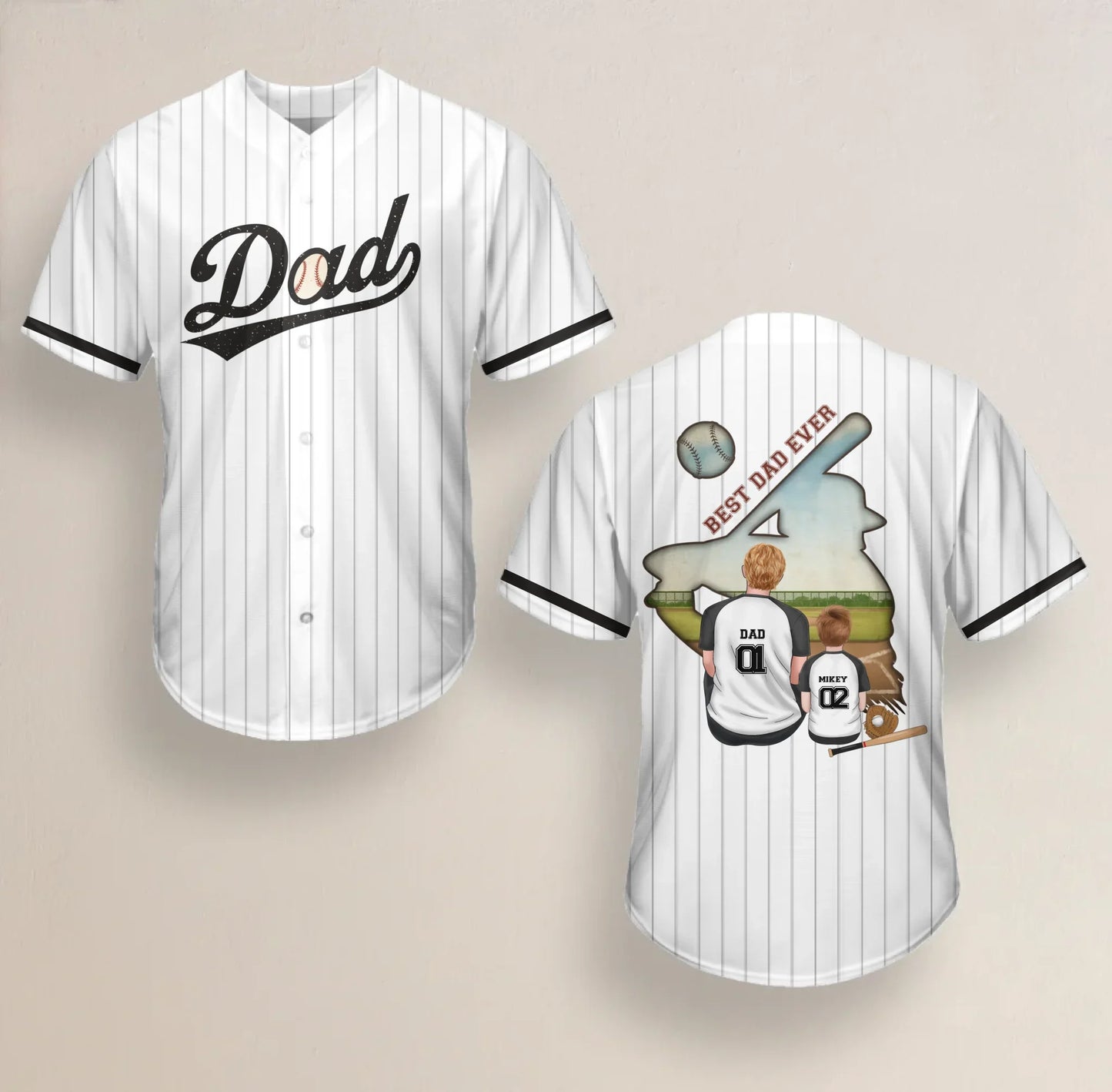 Personalized Best Dad Ever Baseball Jersey - Father's Day Gifts Idea