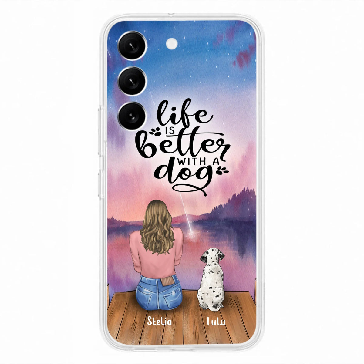 Custom Personalized Dog Mom Phone Case - Gifts For Dog Lovers With Upto 4 Dogs - Life Is Better With A Dog - Case For iPhone, Samsung And Xiaomi