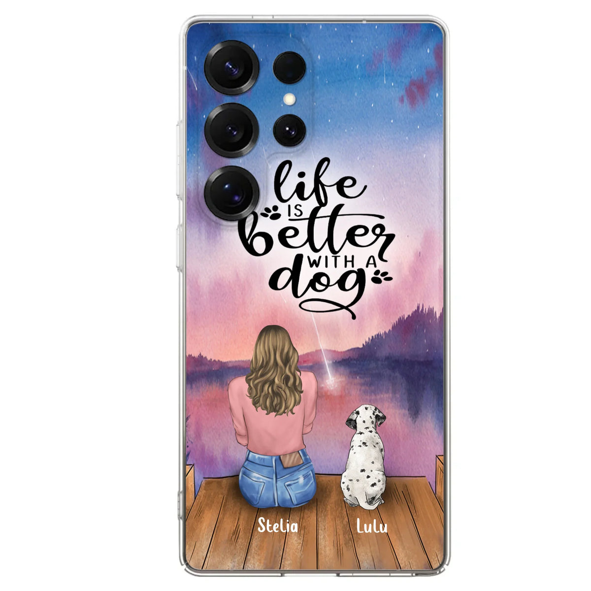 Custom Personalized Dog Mom Phone Case - Gifts For Dog Lovers With Upto 4 Dogs - Life Is Better With A Dog - Case For iPhone, Samsung And Xiaomi