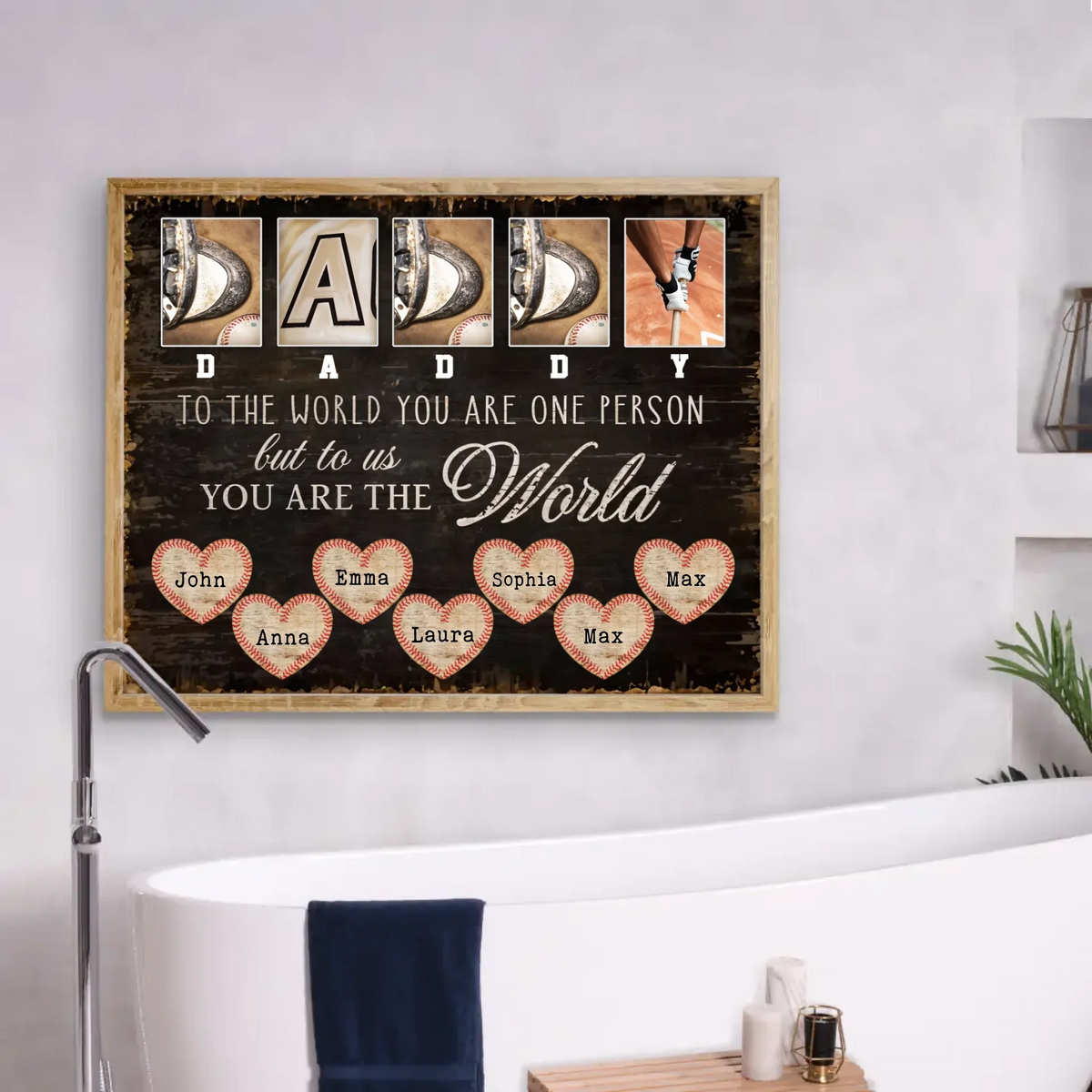 Personalized Father's Day Baseball Poster - Gift Idea For Dad - To Us You Are The World