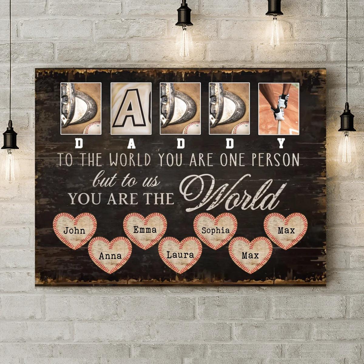 Personalized Father's Day Baseball Canvas - Gift Idea For Dad - To Us You Are The World