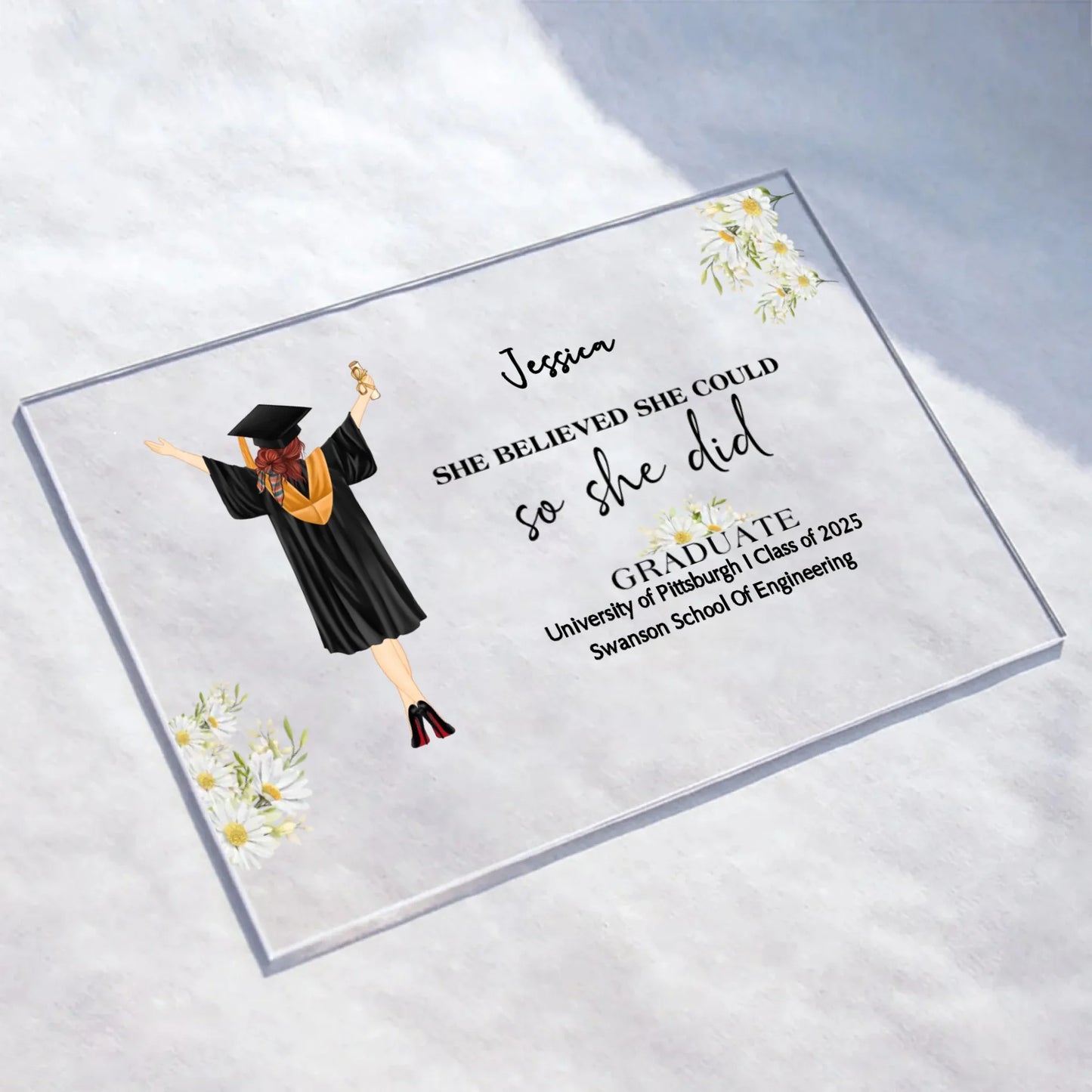 Personalized Graduation Girl Acrylic Plaque - Gift Idea For Daughter/Graduation's Day - She Believed She Could She Did