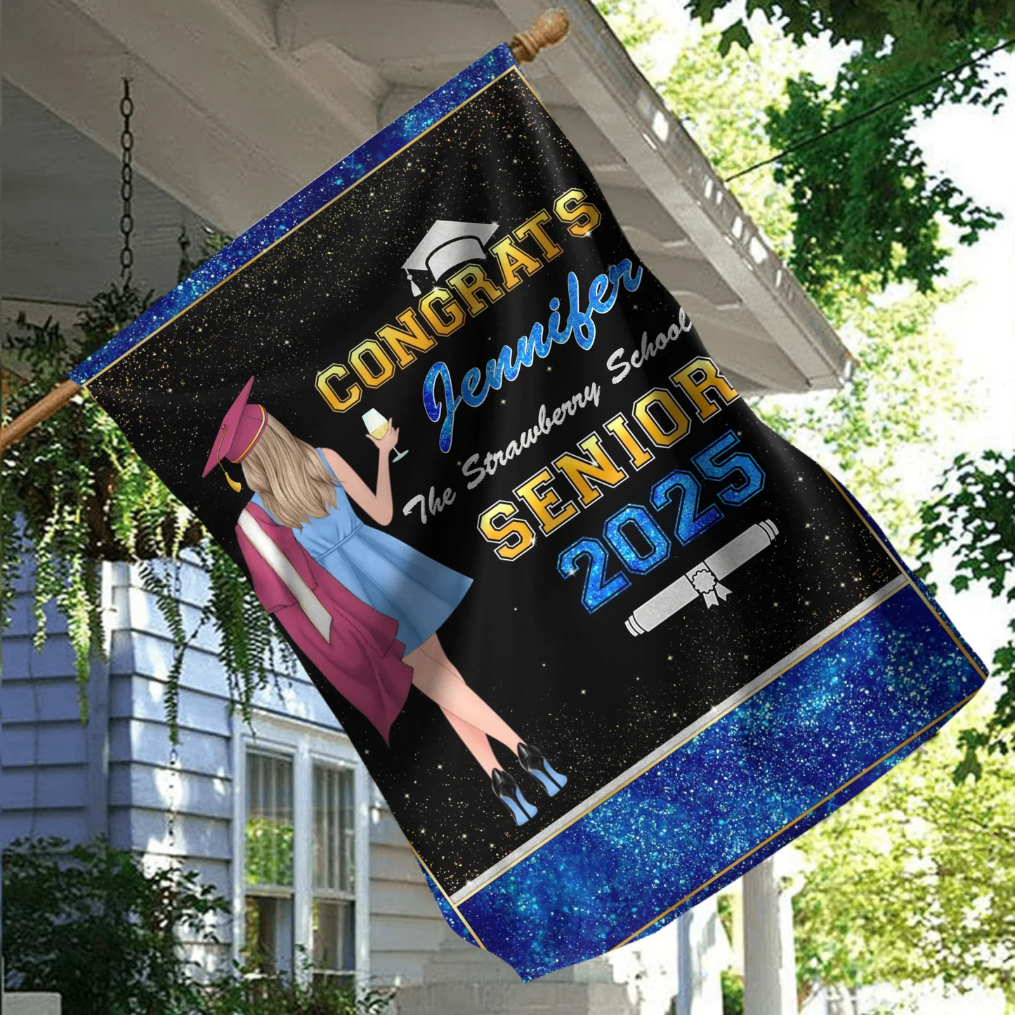 Personalized Graduation Senior Flag - Graduation Gift Idea For Daughter/Friend/Sister - Congrats